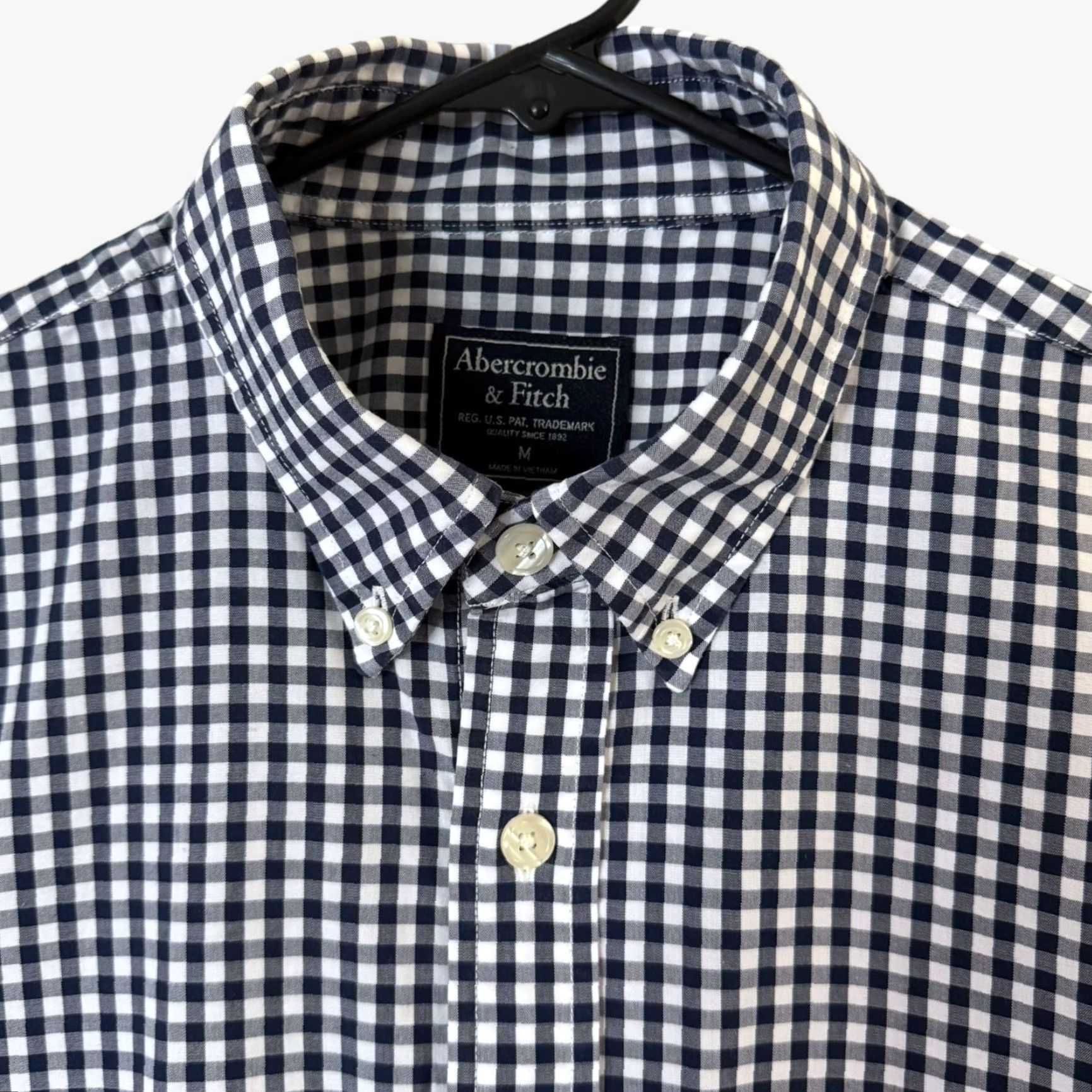 Abercrombie & Fitch Abercrombie & Fitch Gingham Plaid Button-Down Shirt Blue & White Men's M Medium Shirt Size US M / EU 48-50 / 2 - 5 Thumbnail