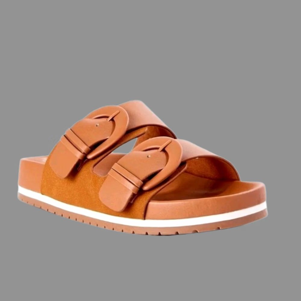 Vintage Time and Tru Women's Sandal Time and Tru Dressy Footbed Slide Cognac Sandals 6 Brown Slide Women US 6 Mens Size M / US 6-8 / IT 42-44 - 1 Thumbnail
