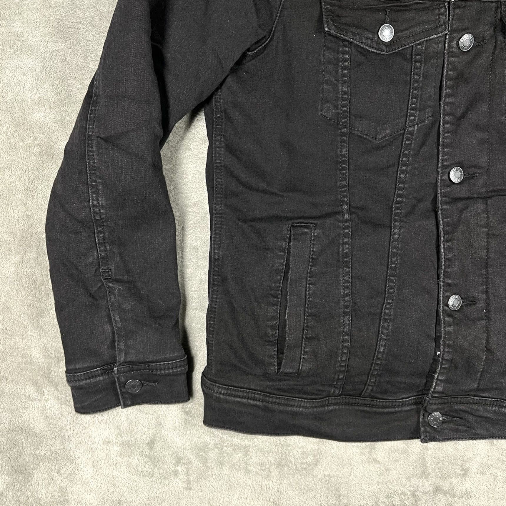 Hollister Epic Flex Jacket Denim Black Sherpa-Lined Men's M