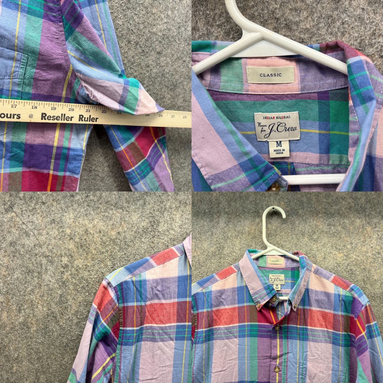 J.Crew VINTAGE J.CREW Shirt Mens M Blue Pink Madras Plaid Button Up Classic Fit Preppy Decade: 2000s? Size US M / EU 48-50 / 2 - 8 Thumbnail