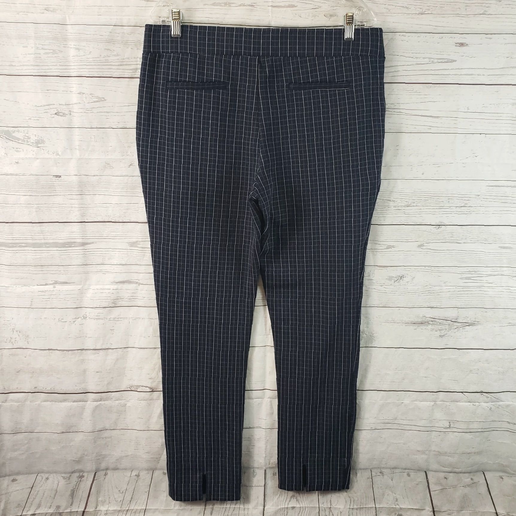 Vintage One5One Womens Ponte Knit Pull On Pants Sz Large Blue White High Rise Size 36" / US 14 / IT 50 - 3 Thumbnail