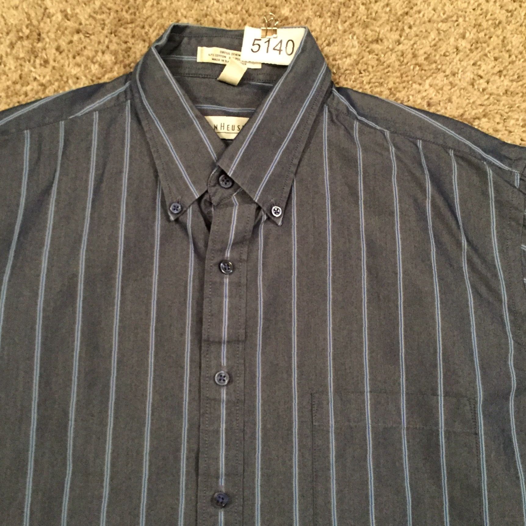 Van Heusen Van Heusen Shirt Mens L Blue Striped Long Sleeve Button-Up Shirt Size US L / EU 52-54 / 3 - 3 Thumbnail