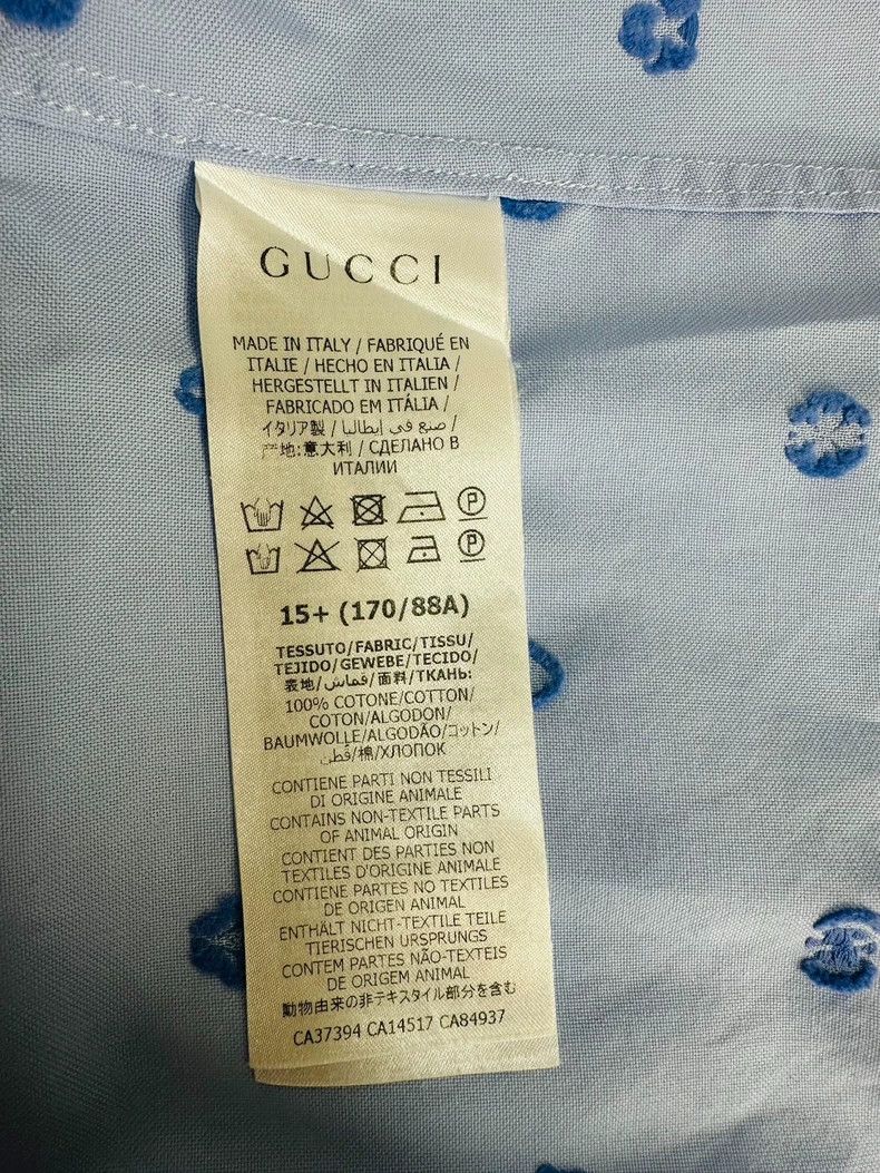 Gucci Gucci Size 15+ Blue embroidered logo shirt size 15+ 2501-N Size US XS / EU 42 / 0 - 7 Thumbnail