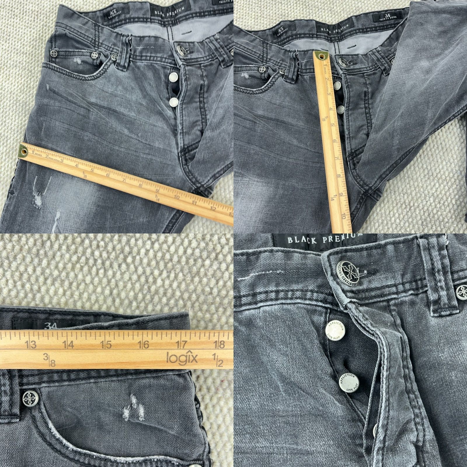 Affliction VINTAGE Affliction Men Jeans 34x31 Slim Straight Leg Black Cotton Streetwear Punk Grunge Retro Classic Male Size US 34 / EU 50 - 8 Thumbnail