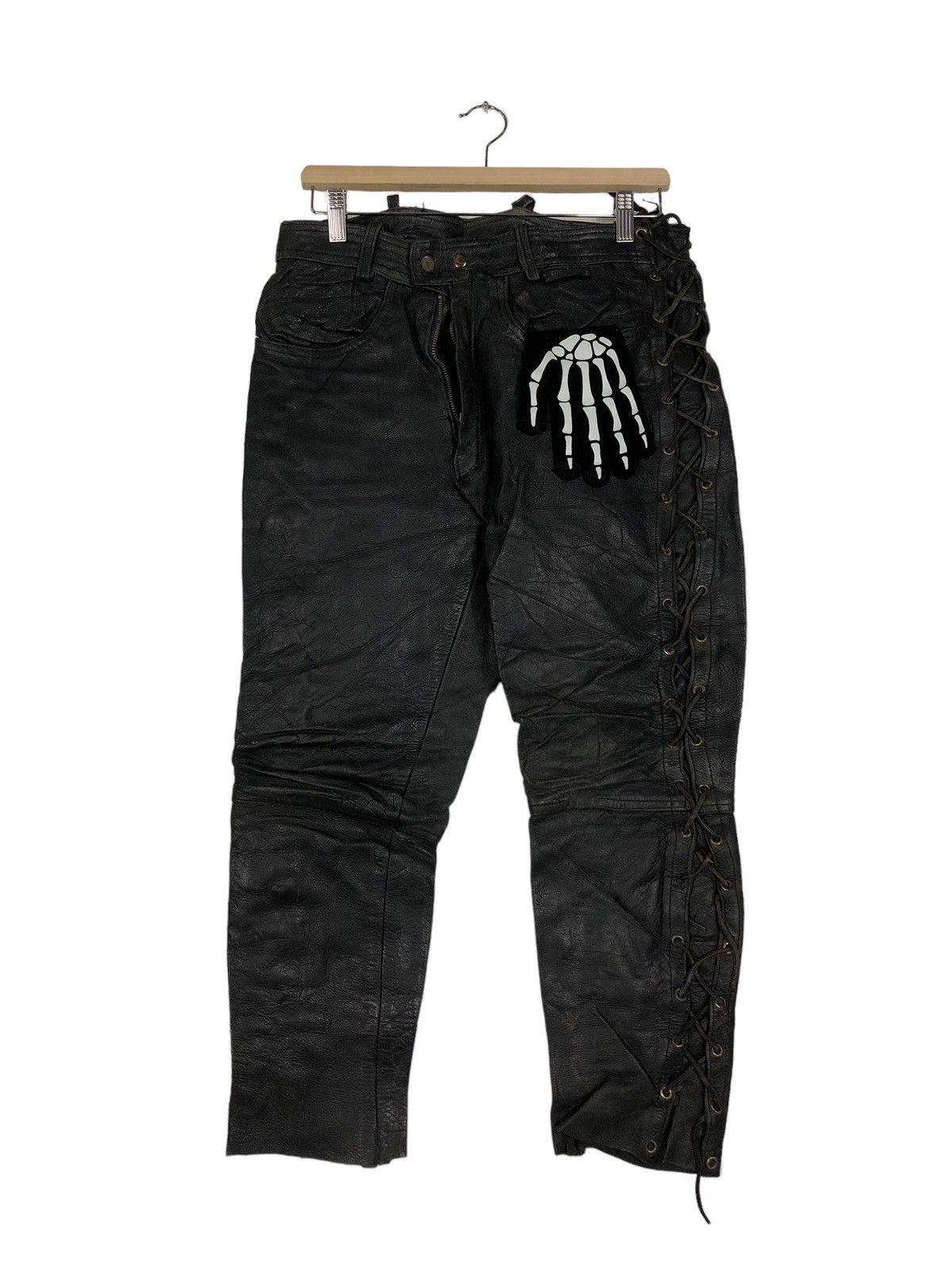 Genuine Leather 🔥90’s Genuine Leather Pants Racing Schott Perfecto Design Size US 30 / EU 46 - 1 Thumbnail