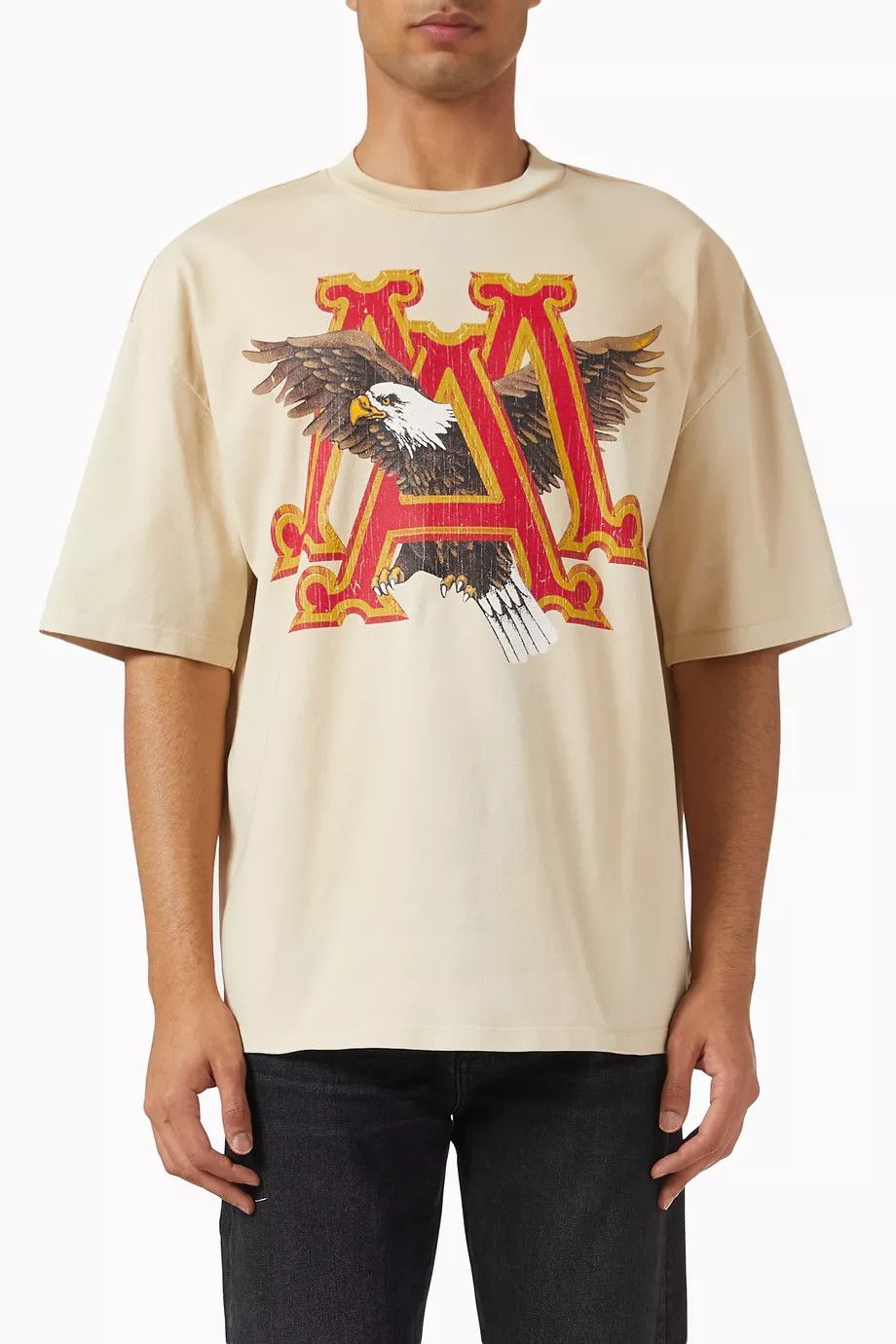Amiri o1h1sh10525 Vintage Eagle Oversized T-Shirt in Natural/White Size US M / EU 48-50 / 2 - 1 Thumbnail