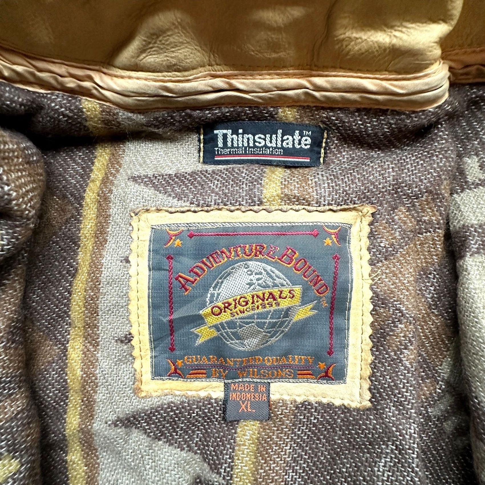 Vintage VINTAGE Adventure Bound Thinsulate Leather Coat Jacket Hooded Womens XL Beige Tan Aztec Southwestern Long Coat with Zipper Pockets Size XL / US 12-14 / IT 48-50 - 3 Thumbnail