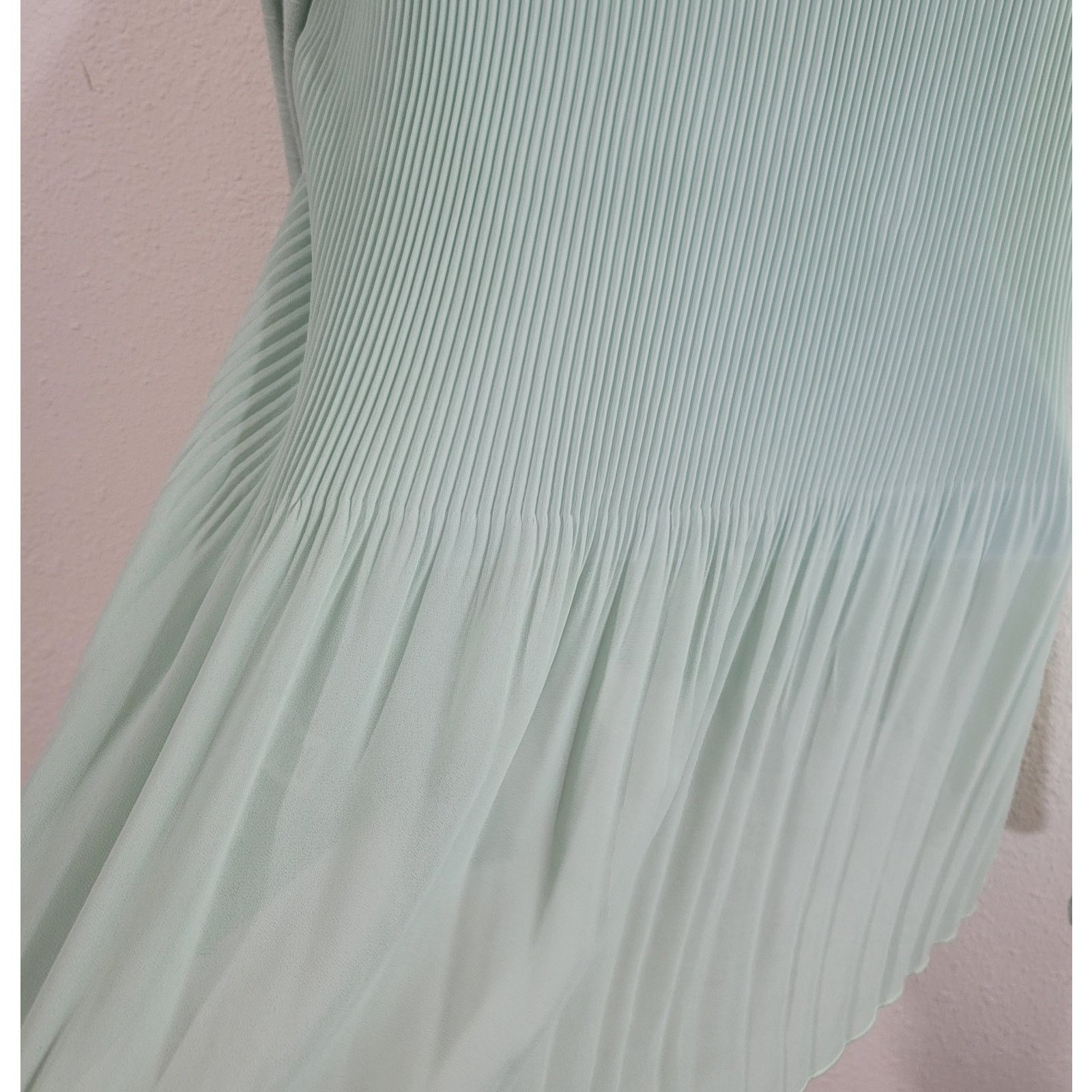 Other Eyeshadow Mint Green Slub Knit Button Up Shirt L Sheer Back Size L / US 10 / IT 46 - 3 Thumbnail