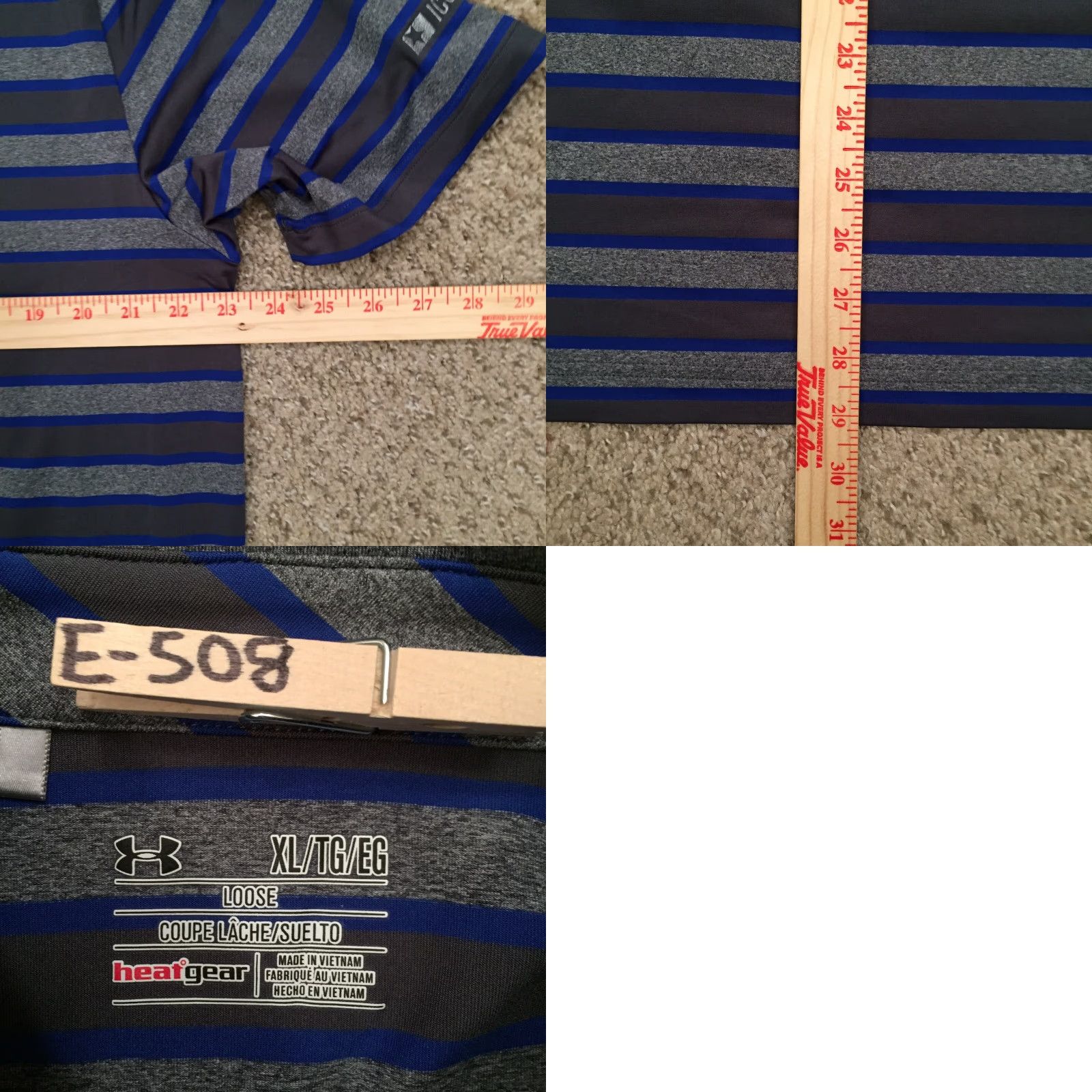 Under Armour Under Armour Polo Shirt Mens XL Blue Gray Striped Short Sleeve Loose Heat Gear Size US XL / EU 56 / 4 - 8 Thumbnail