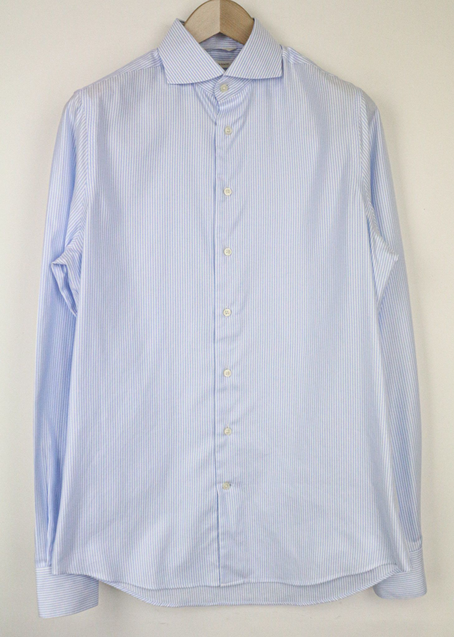 Suitsupply 39L/15 1/2L Extra Slim Blue Cotton Stripe Shirt 79435 Size 40R - 1 Thumbnail
