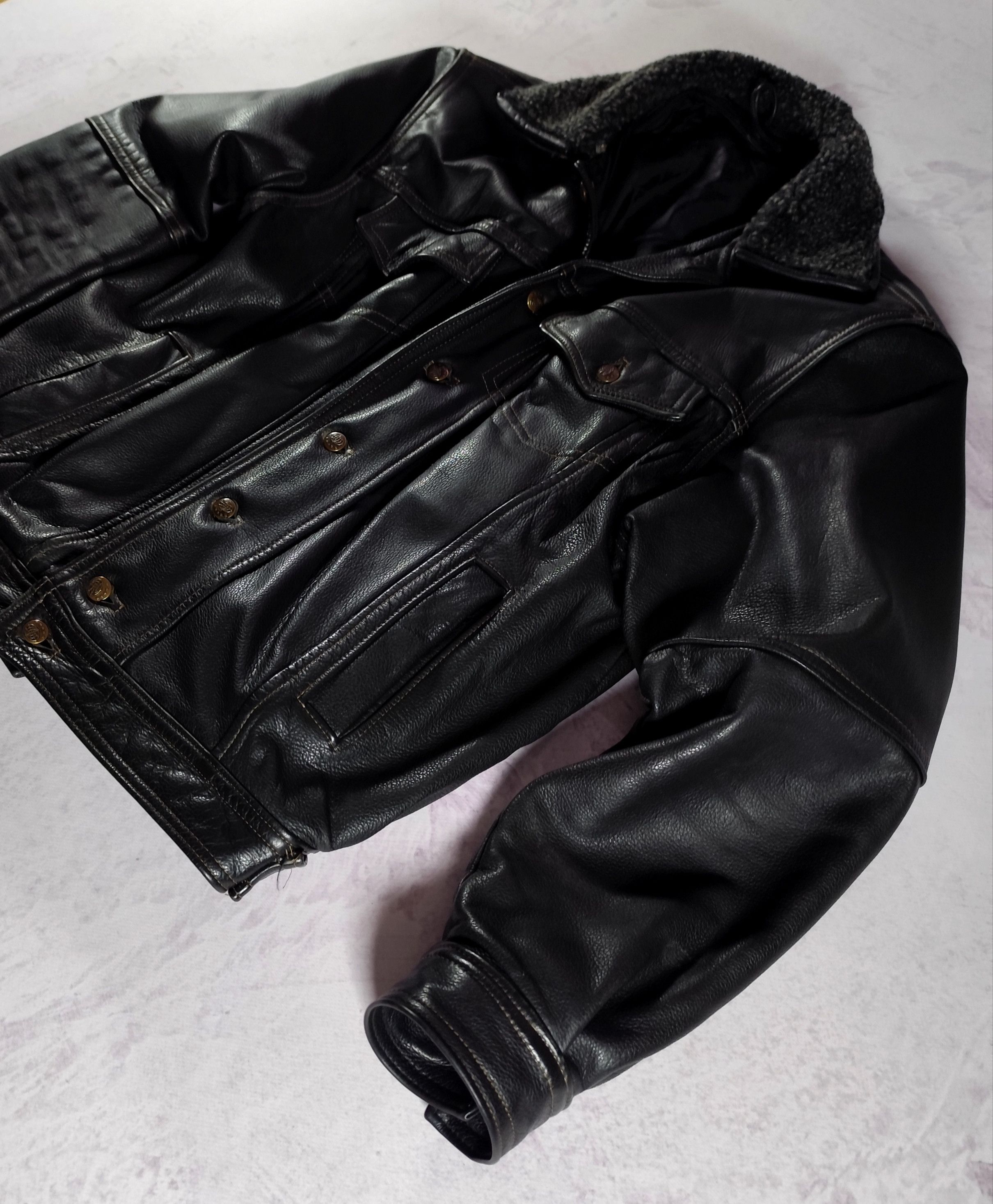 Vintage Men's Black Leather Jacket Vintage Avant-Garde Real Leather Size US XL / EU 56 / 4 - 4 Thumbnail