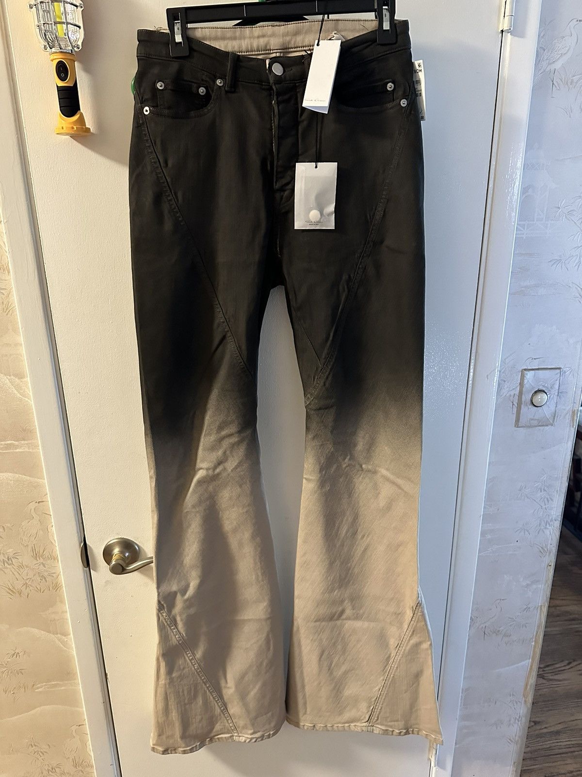 Rick Owens Runway Bias Bootcut Jeans Black Pearl Degrade 31