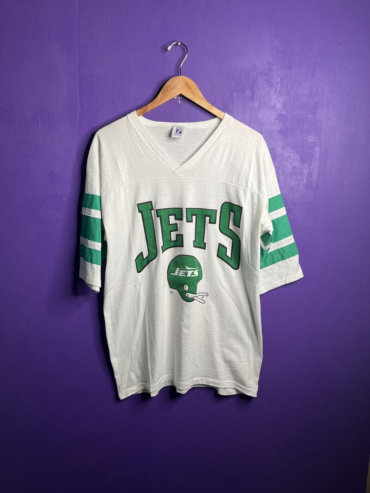 Logo 7 × NFL × Vintage Vintage 90s Logo 7 New York jets jersey shirt Size US L / EU 52-54 / 3 - 1 Thumbnail