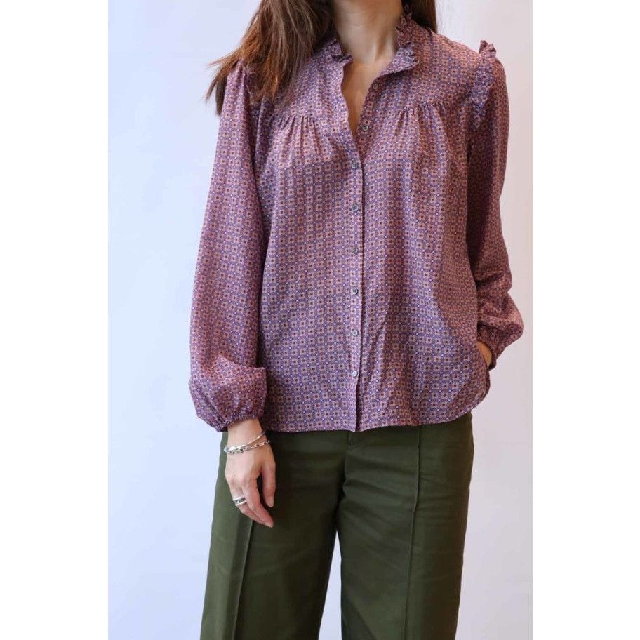 Xirena XiRena Ryleigh Purple Floral Ruffle Button Up Blouse XS Size XS / US 0-2 / IT 36-38 - 8 Thumbnail