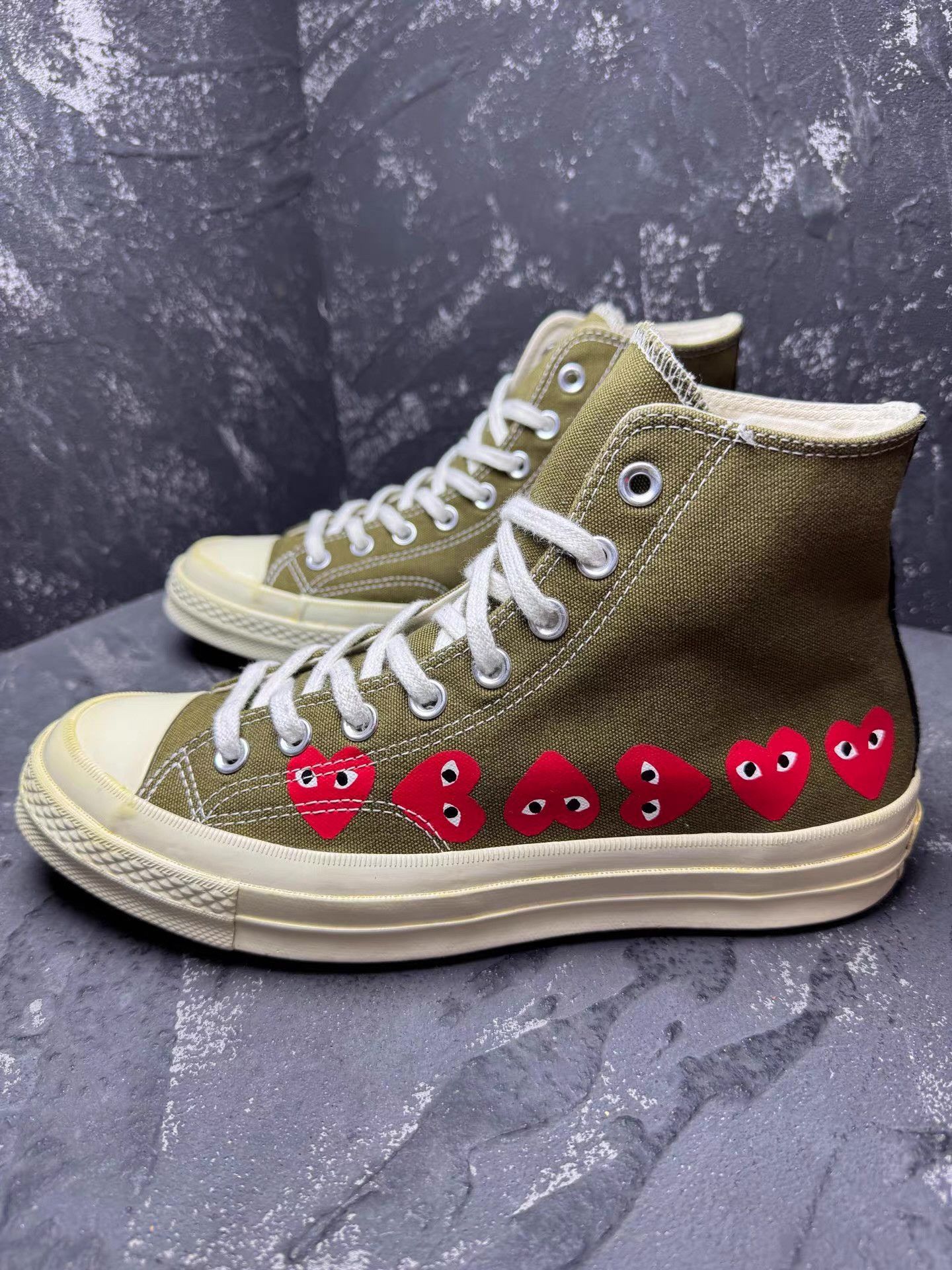 Converse CDG x Converse 1970s Olive Green with Heart Logo Print Q10 Size US 8.5 / EU 41-42 - 2 Thumbnail
