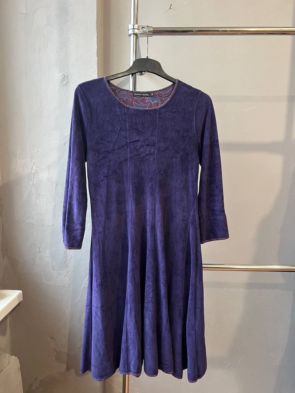 Gudrun Sjoden GUDRUN SJODEN PURPLE VELOUR ORGANIC COTTON CASUAL DRESS M Size M / US 6-8 / IT 42-44 - 2 Thumbnail