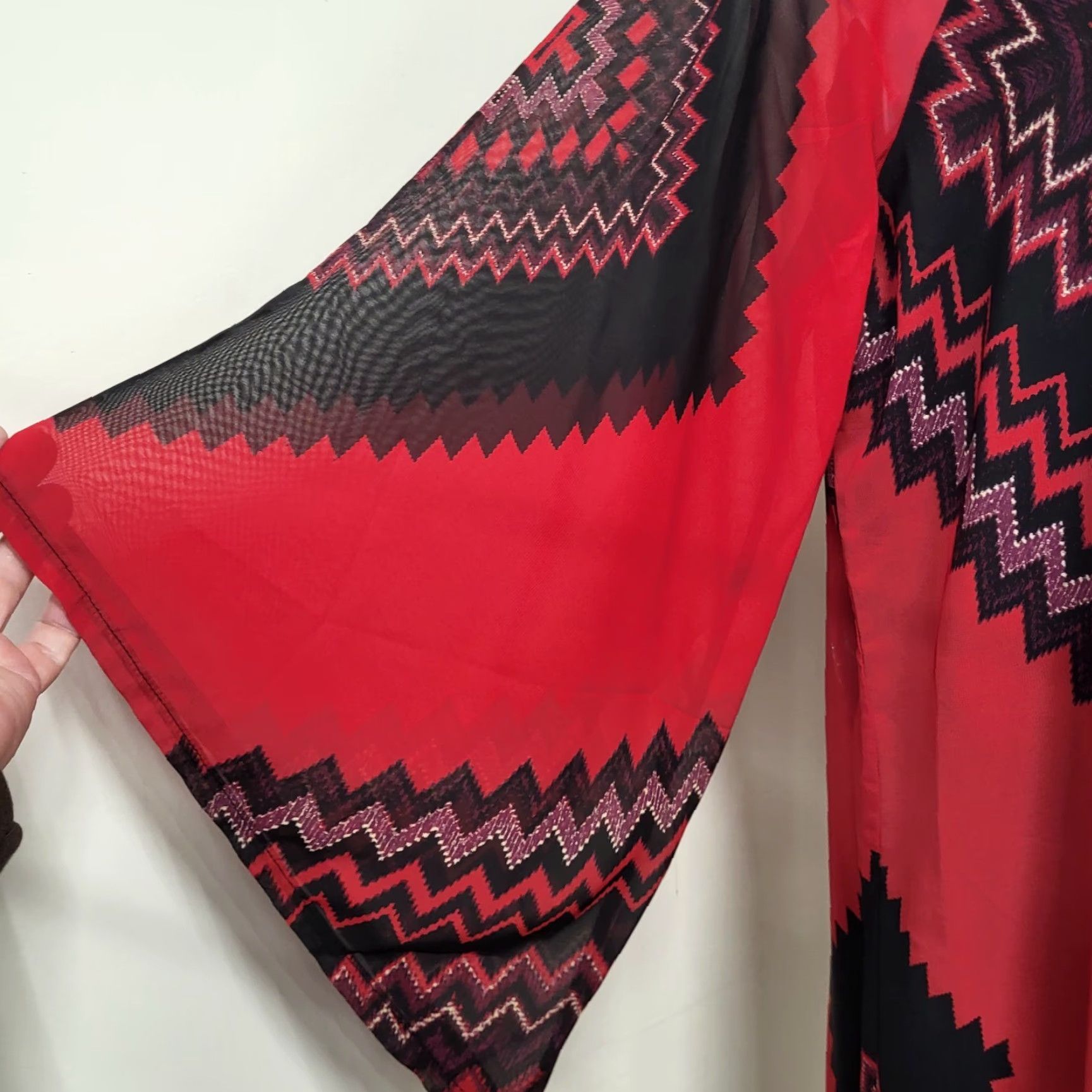 Wrangler Wrangler Dress Womens Medium Red/Black Aztec Americana Kimono Sleeve Geometric Pattern Vintage No Size M / US 6-8 / IT 42-44 - 6 Thumbnail