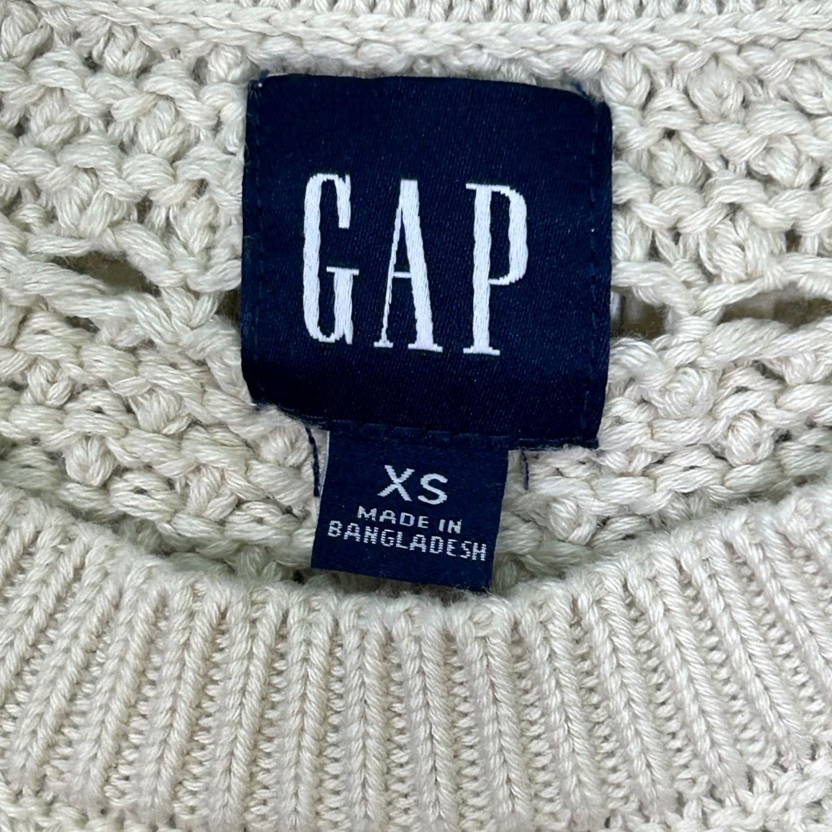 Gap VINTAGE GAP Cotton Knit Sweater Open Stitch Pullover Relaxed Fit Cream XS Size XS / US 0-2 / IT 36-38 - 5 Thumbnail