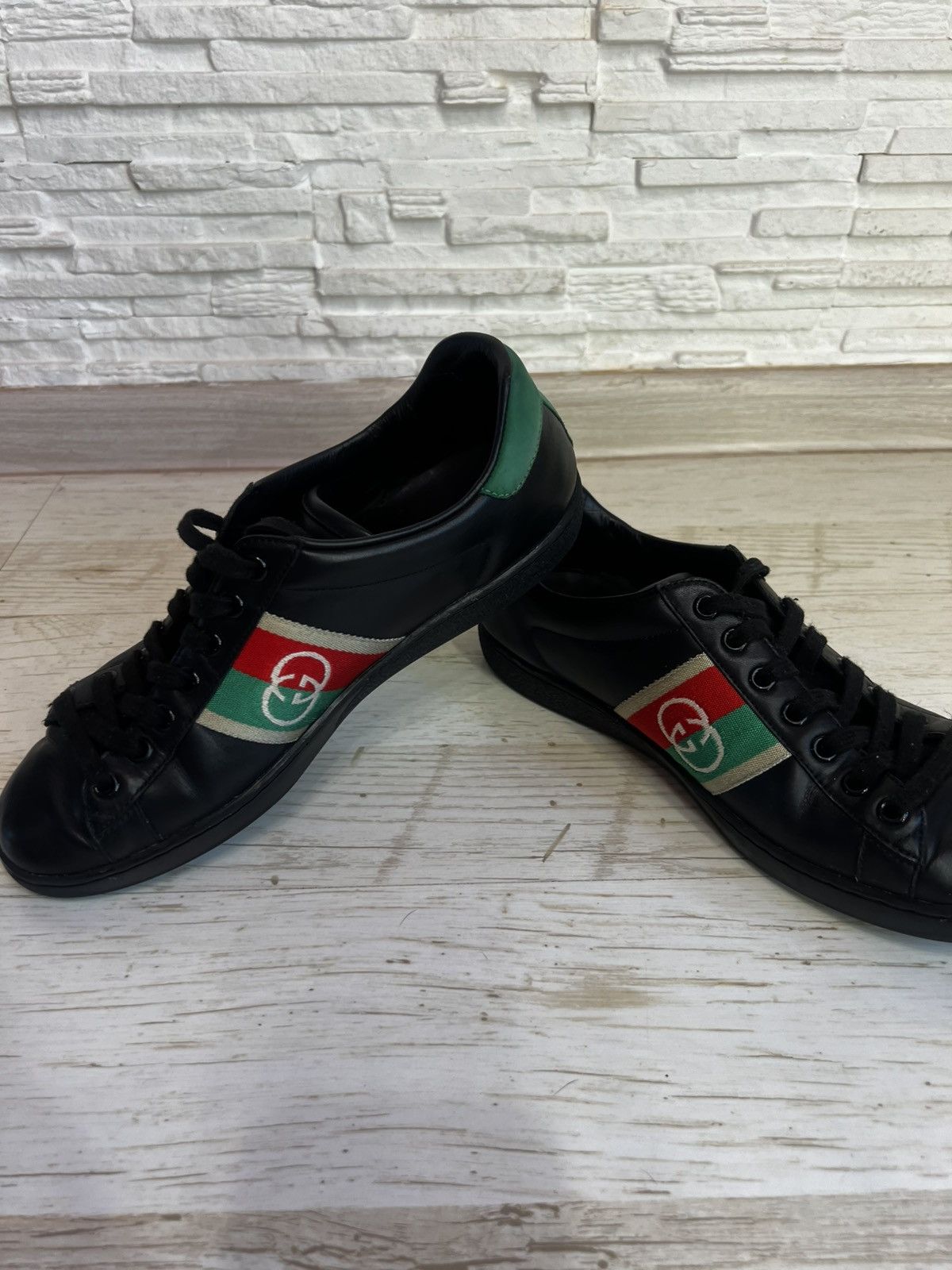 Gucci Gucci Ace Black Leather Sneakers 644749 Size 40 / US 7 Size US 7 / EU 40 - 5 Thumbnail