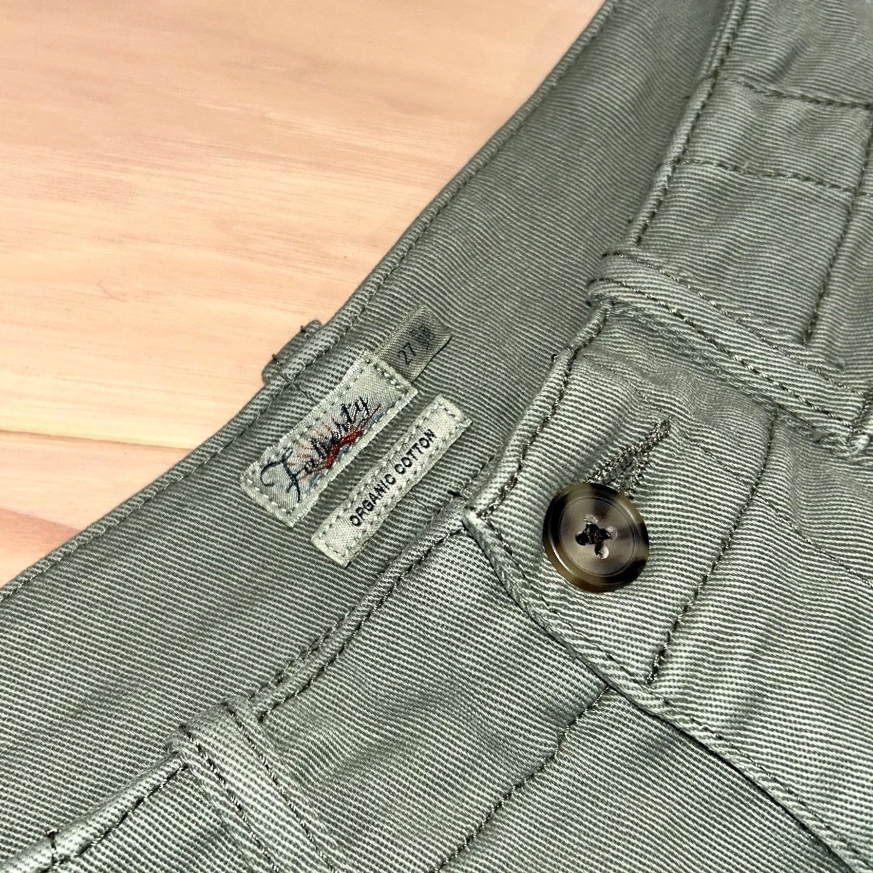 Faherty Faherty Pants Women’s 27 Utility Organic Cotton Sage Green Raw Hem Size 27" / US 4 / IT 40 - 3 Thumbnail