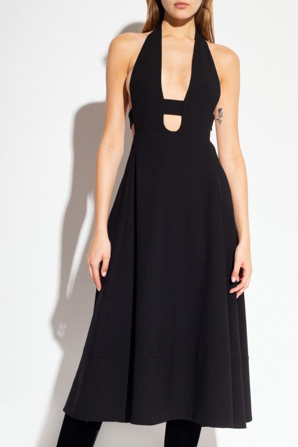 Saint Laurent Paris o1s1wg110924 Long Backless Dress in Double Sablé in Black Size XS / US 0-2 / IT 36-38 - 3 Thumbnail