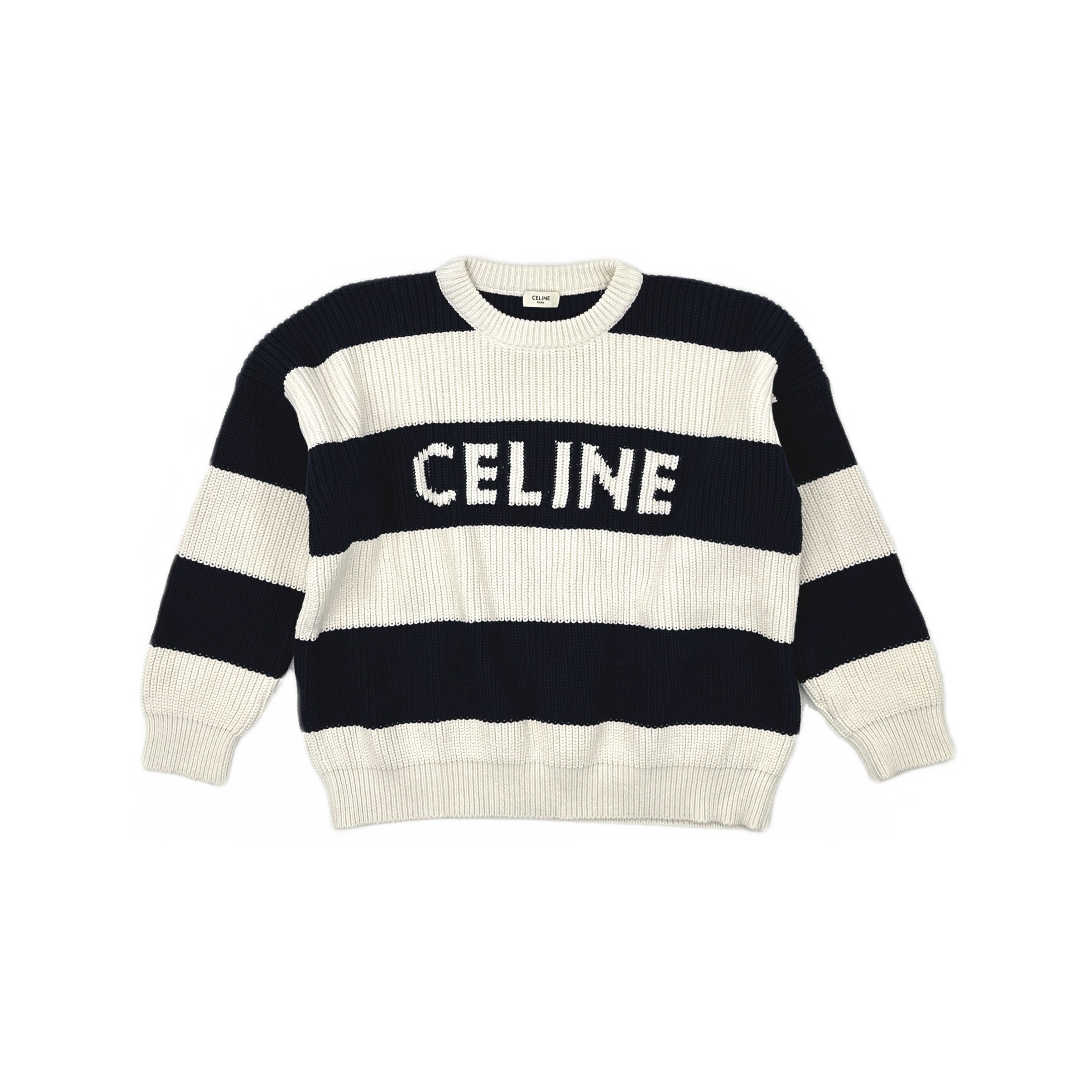 Celine Celine Striped Logo Knit Sweater Size M Size US M / EU 48-50 / 2 - 1 Thumbnail