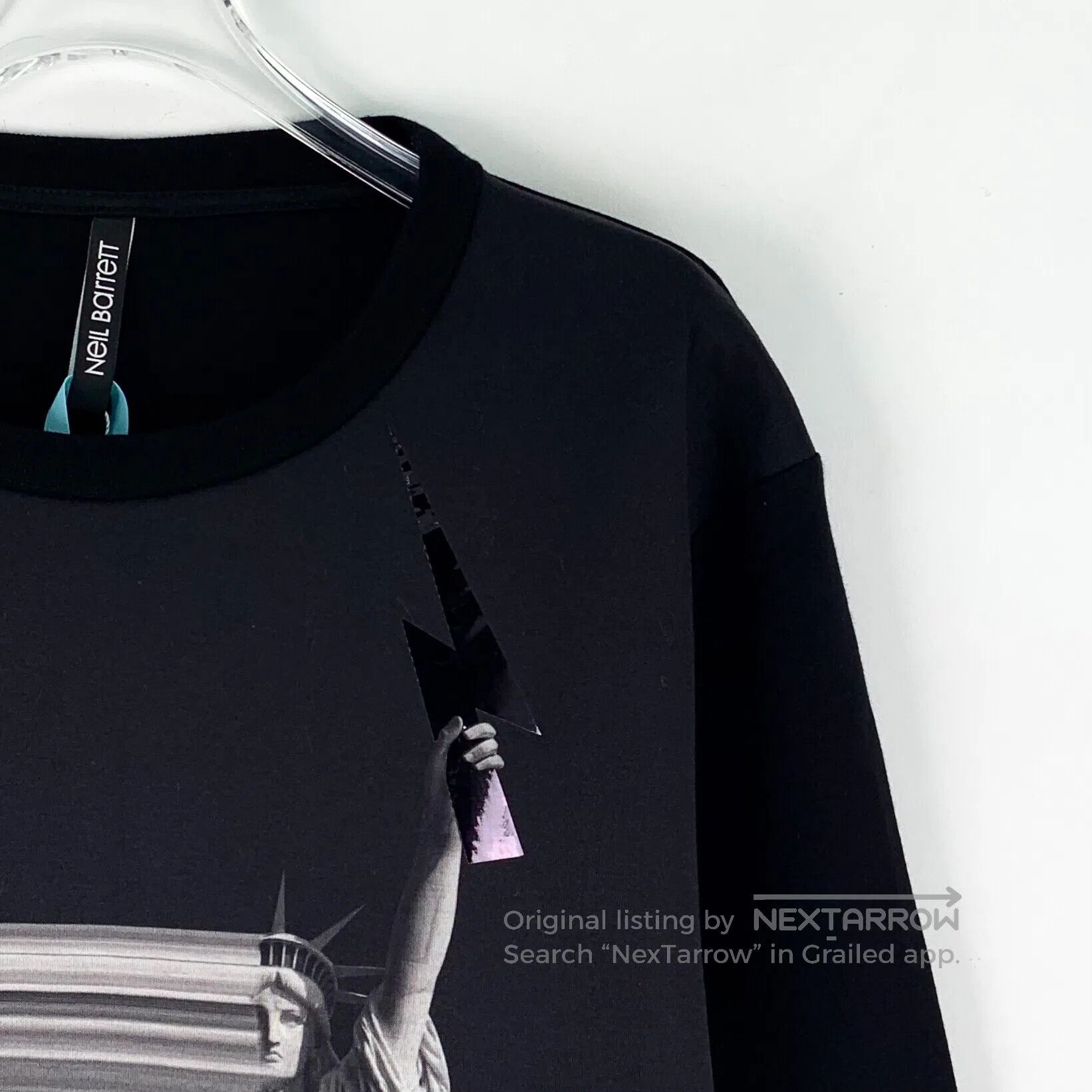 Neil Barrett Neil Barrett Black cotton long-sleeved sweatshirt with Sta Size US L / EU 52-54 / 3 - 3 Thumbnail