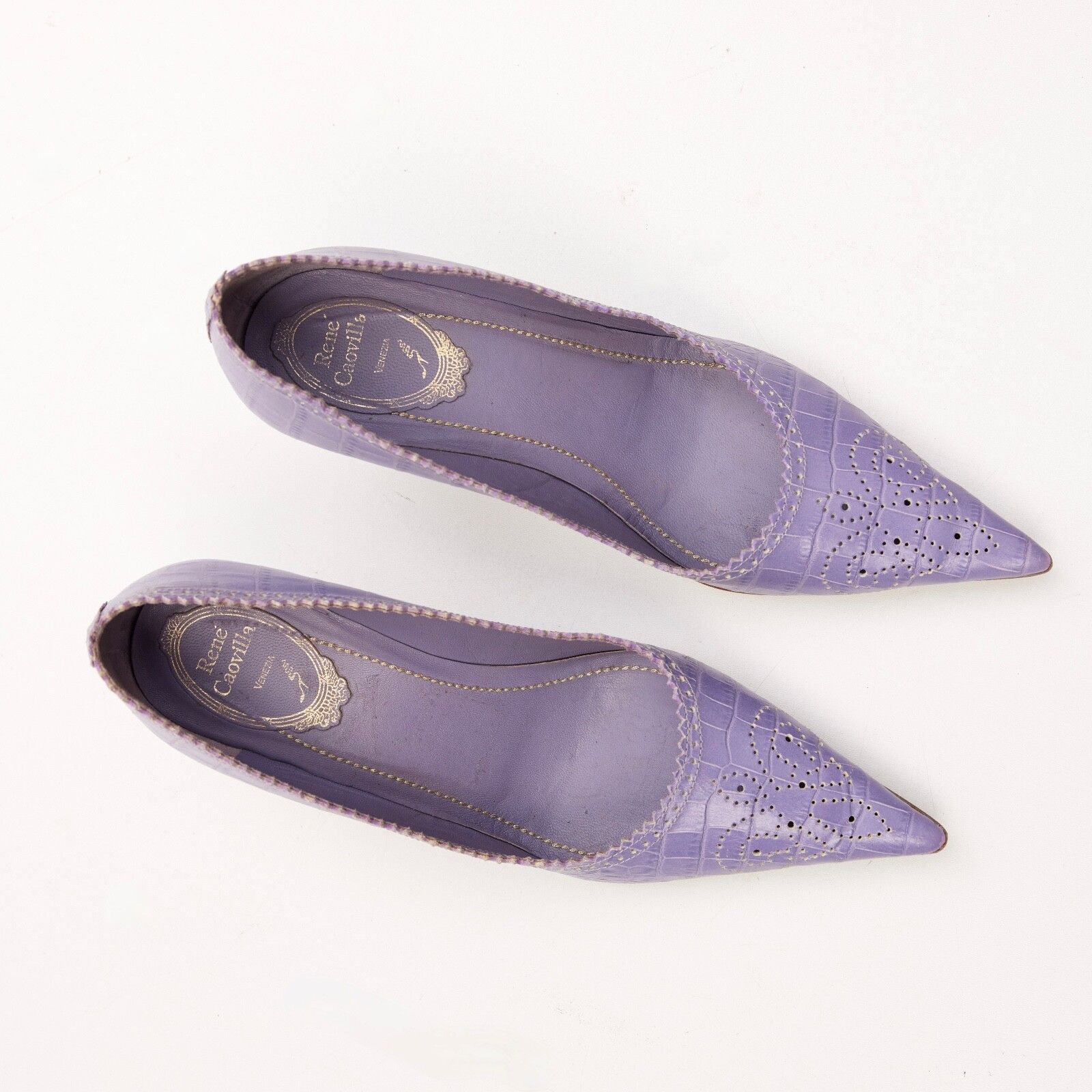 Rene Caovilla Rene Caovilla Purple Leather Stiletto Heel Pumps Size US 6.5 / IT 36.5 - 6 Thumbnail