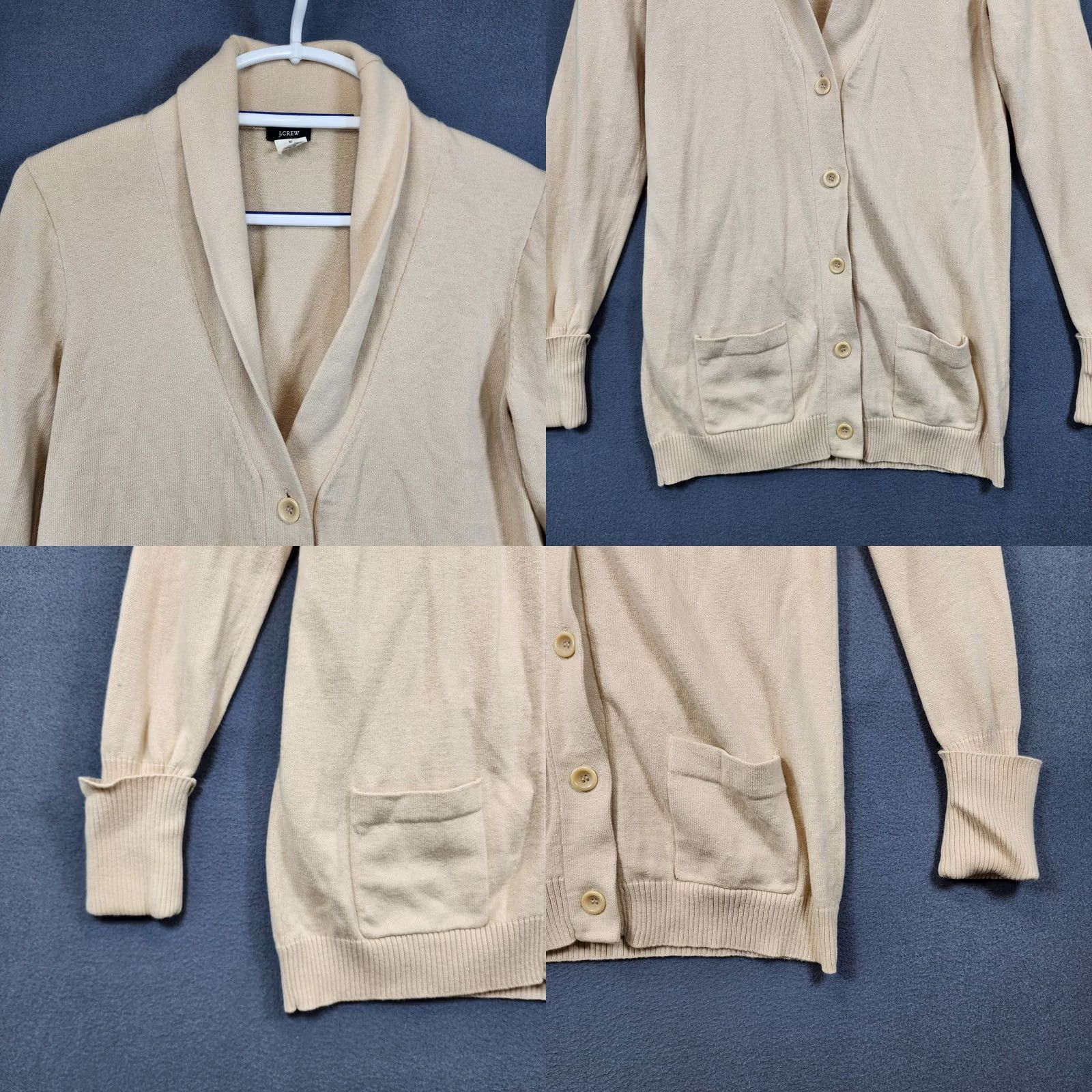 J.Crew J Crew Womens Sweater Medium Cream Cardigan Cashmere Blend Shawl Long Line Size M / US 6-8 / IT 42-44 - 8 Thumbnail
