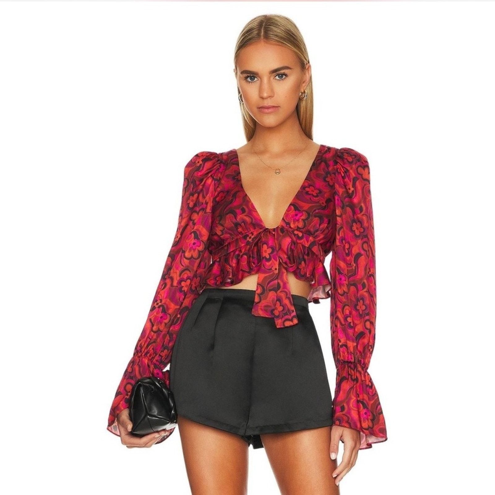 For Love & Lemons NWT For Love And Lemons Davina Tie Front Blouse Size S / US 4 / IT 40 - 2 Thumbnail