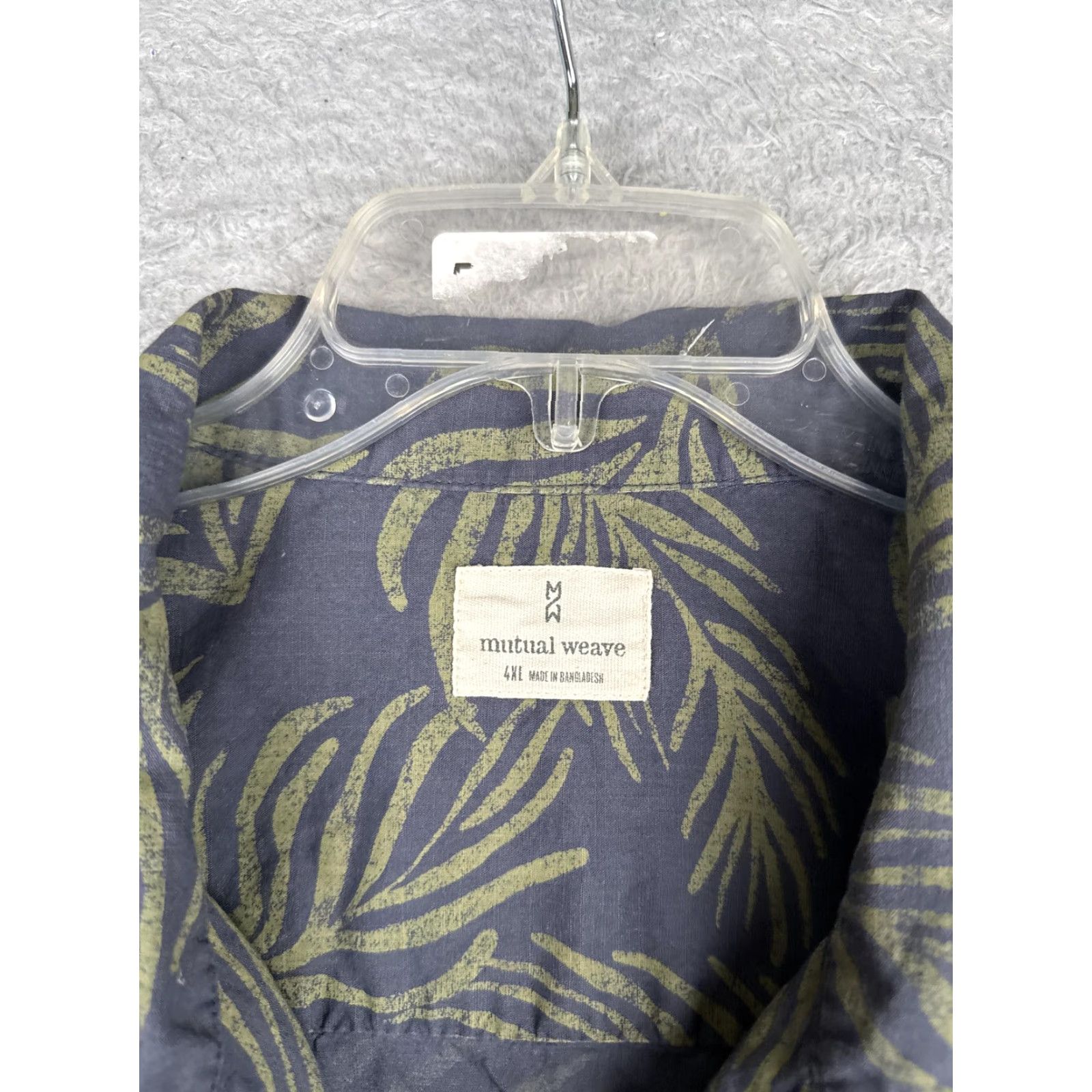 Vintage Mutual Weave Shirt Mens 4XL Blue Leaf Print Short Sleeve Button Up Cotton Aloha Size US XXL / EU 58 / 5 - 7 Thumbnail