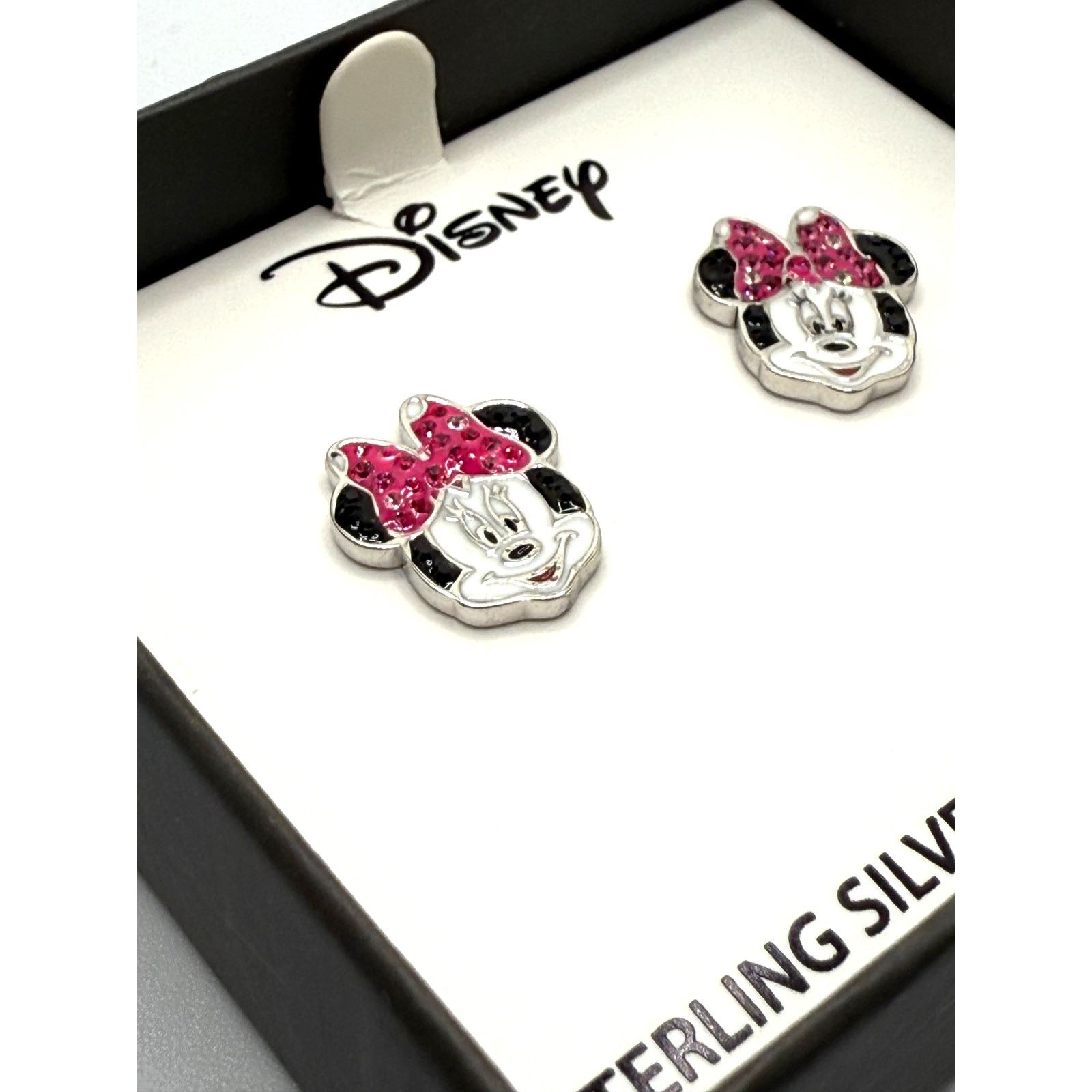 Disney NEW-Sterling Silver Crystal Minnie Mouse Stud Earrings Size ONE SIZE - 3 Thumbnail