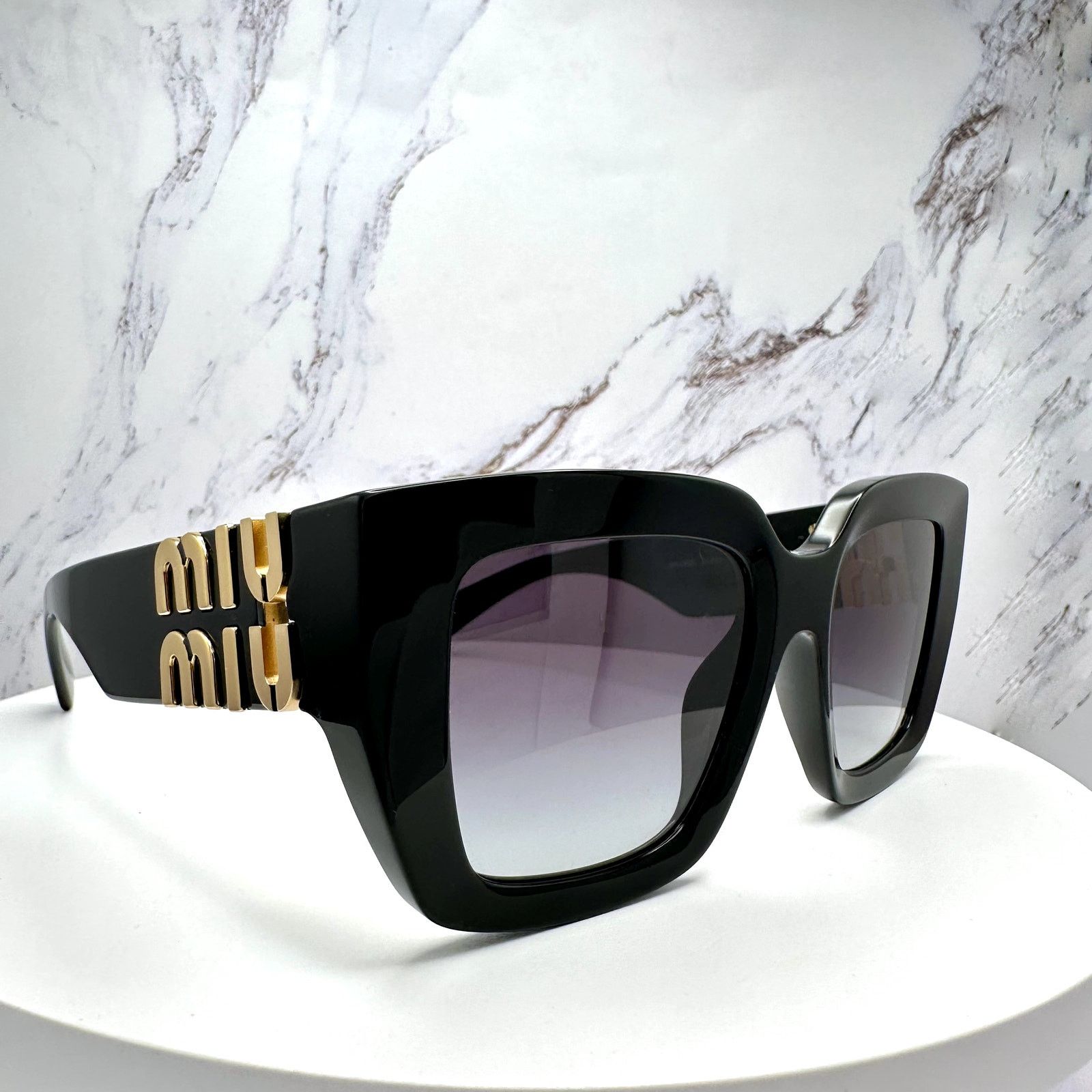 Miu Miu New MIU MIU Sunglasses Black Square Gold Metal Authentic Size ONE SIZE - 3 Thumbnail