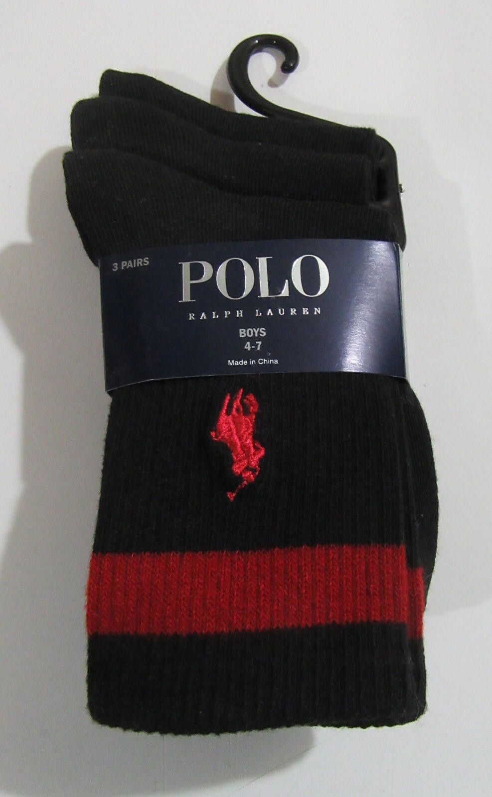 Polo Ralph Lauren Polo Ralph Lauren Boys Crew Socks Size 4-7 3 Pack Size ONE SIZE - 1 Thumbnail