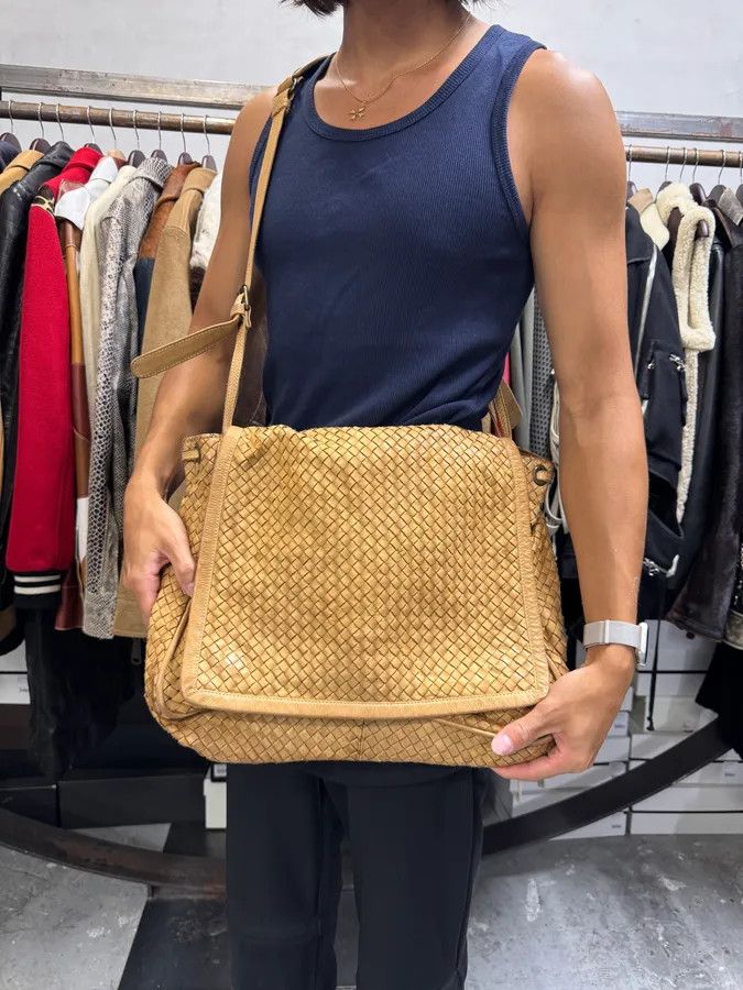 Designer × Giorgio Brato × Vintage 2000s Giorgio Brato Beige Woven Leather Shoulder Bag Size ONE SIZE - 3 Thumbnail