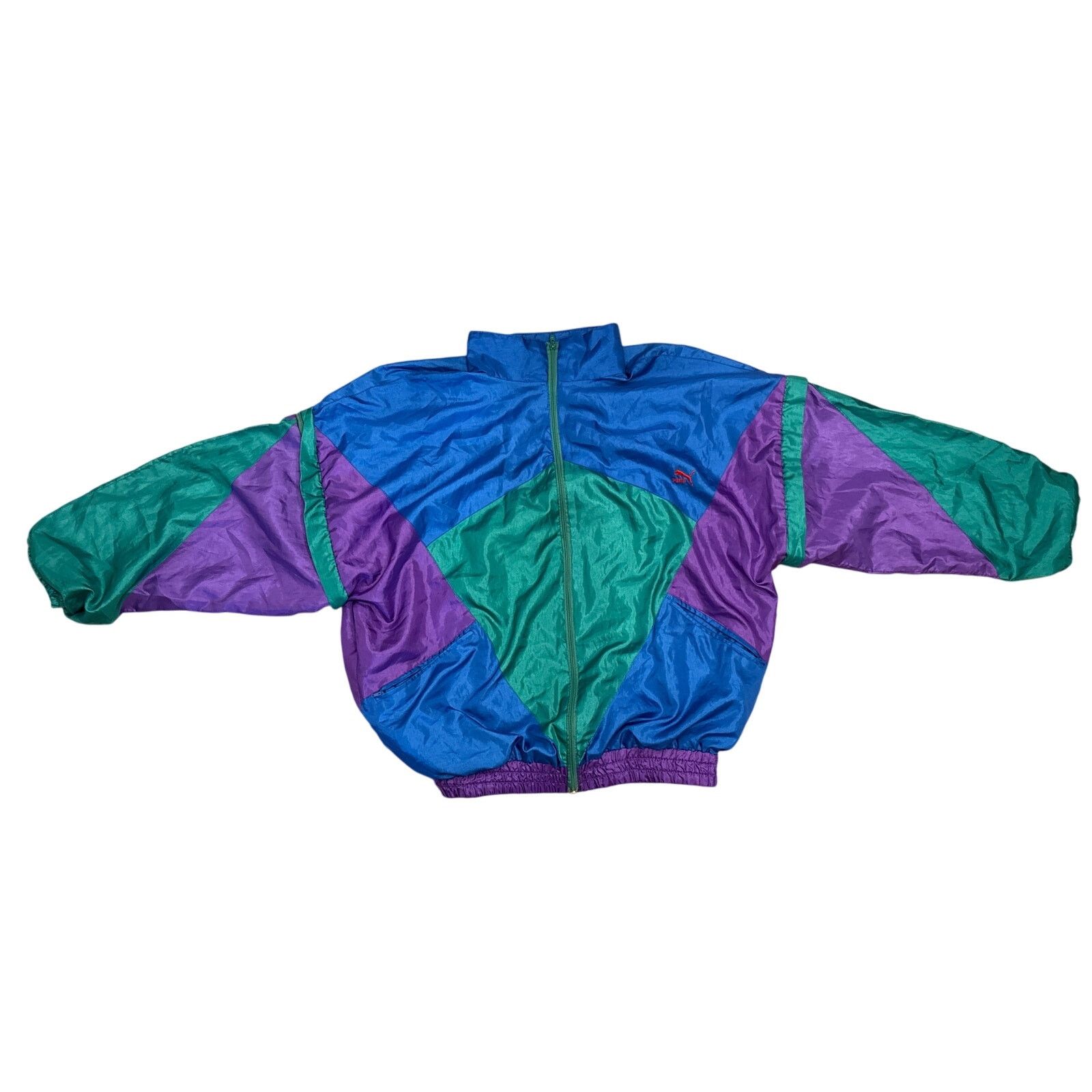 Puma Vintage 80s Puma parachute nylon track removable sleeve Size L / US 10 / IT 46 - 2 Thumbnail