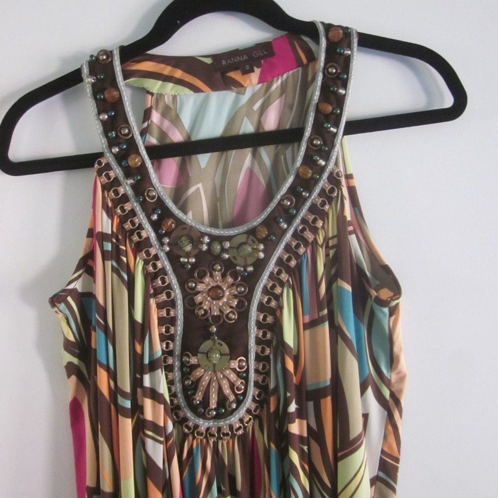 ranna gill beaded maxi dress Ranna Gill Hansel Braided Midi Dress, Multi Color Costa Rican Print main image 1