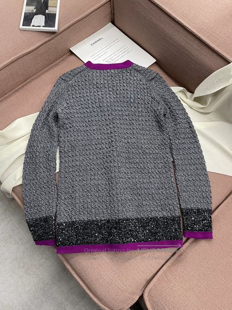 Chanel Chanel 21k purple gray hem sequin cardigan coat Size XS / US 0-2 / IT 36-38 - 3 Thumbnail