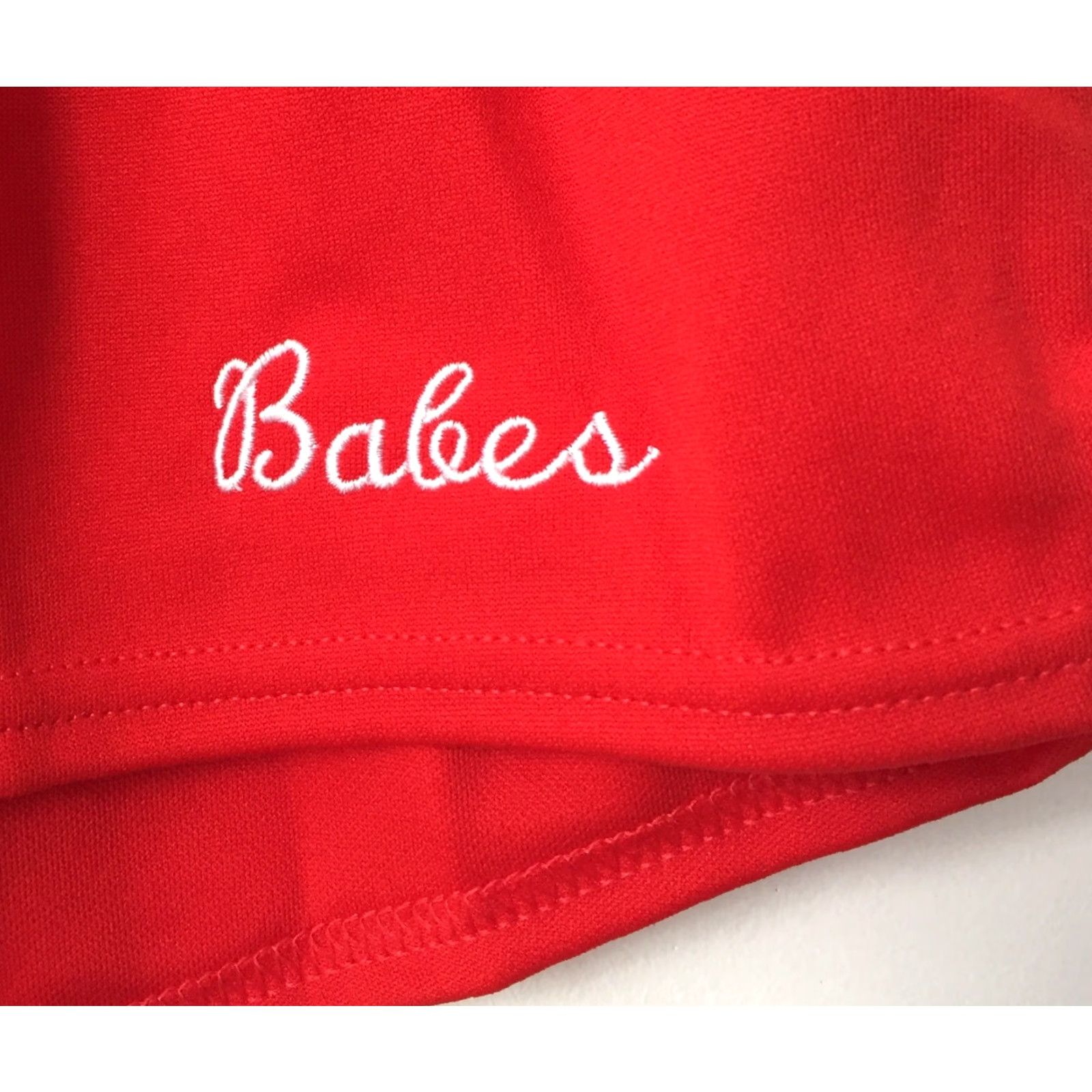 Russell Athletic VINTAGE Russel Athletic Womens Shorts Athletic Red 100% Polyester NOS size L High Waisted Babes Embroidered Size 36" / US 14 / IT 50 - 2 Thumbnail