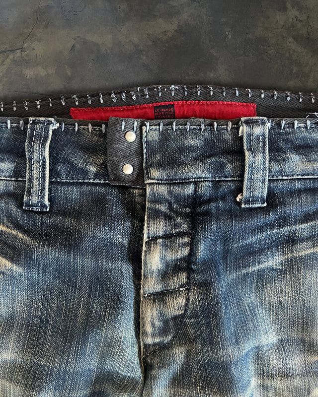 Marithe + Francois Girbaud MARITHÉ FRANÇOIS GIRBAUD BIKER STITCHED DENIM Size US 35 - 3 Thumbnail