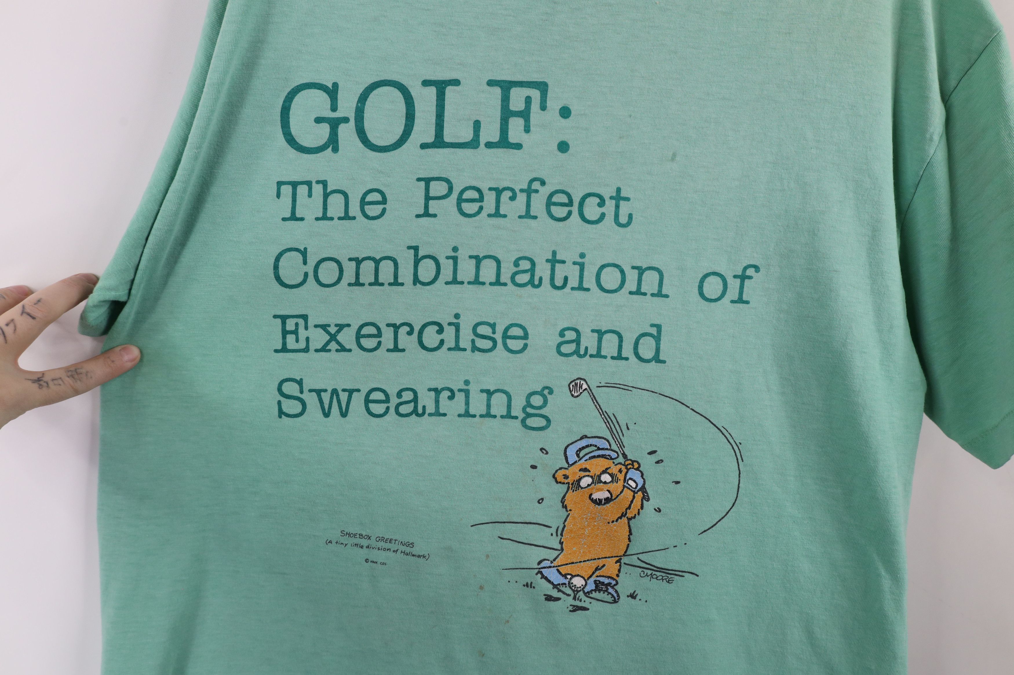 Vintage Vintage 80s 90s Funny Golf Short Sleeve T-Shirt Green USA Size US XL / EU 56 / 4 - 4 Thumbnail