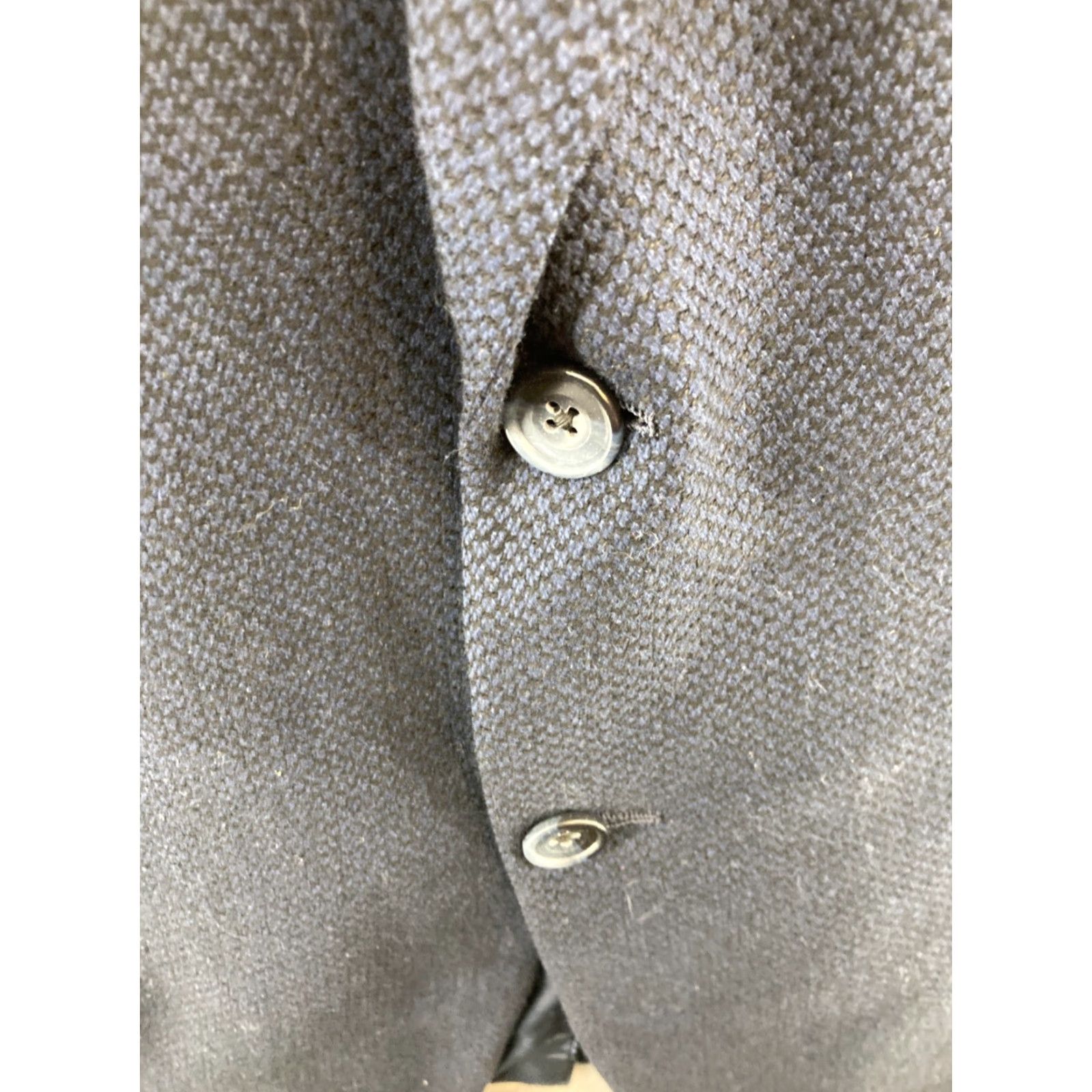 Avenue Hickey Freeman Suit Jacket Blue Wool 43 Long Union Made Single-Breasted 2-Button Notch Long Front Check Regular Mens Size 46R - 7 Thumbnail