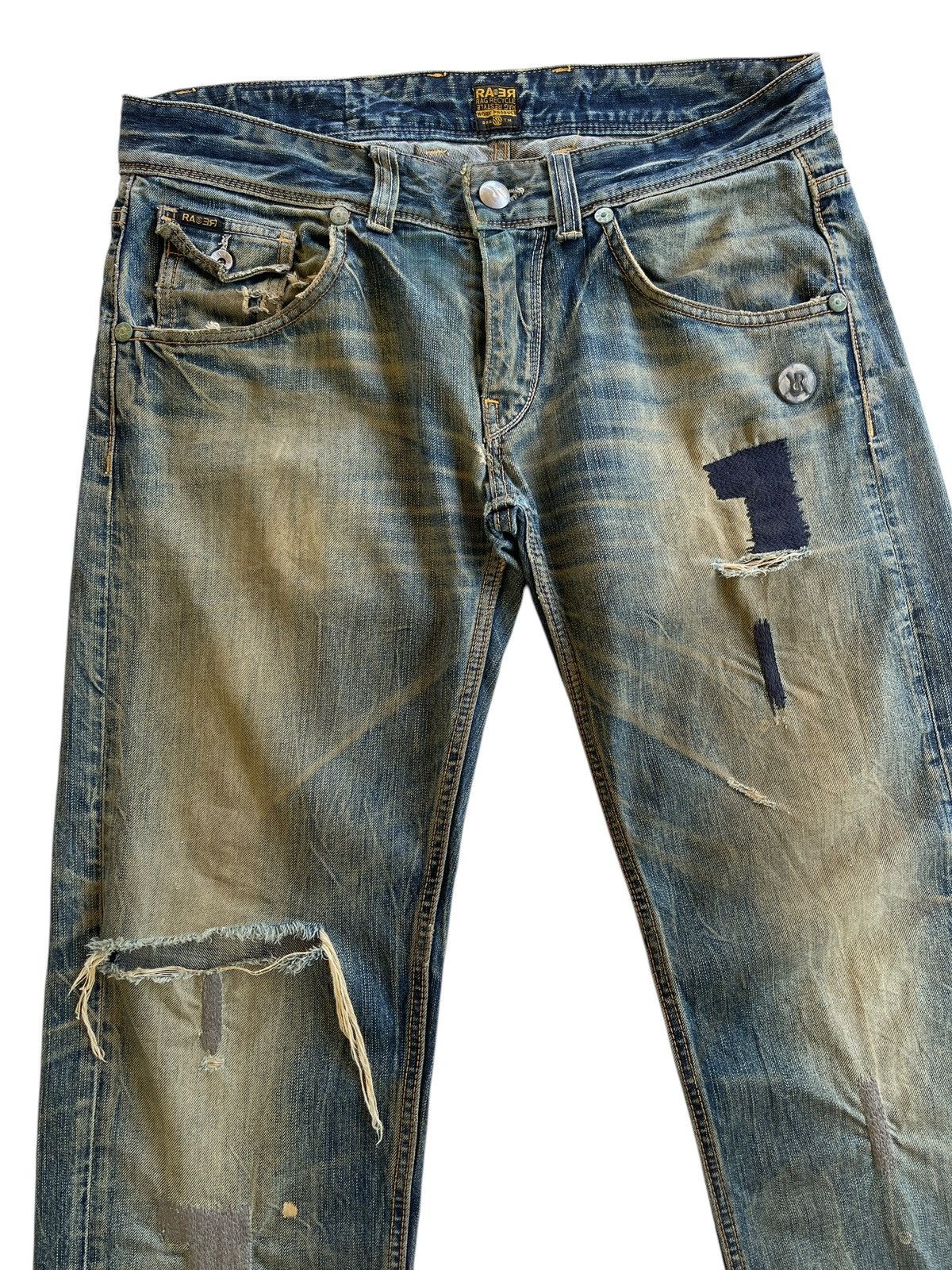 Japanese Brand Rag Recycle Dirty Distressed Jeans Size US 35 - 6 Thumbnail