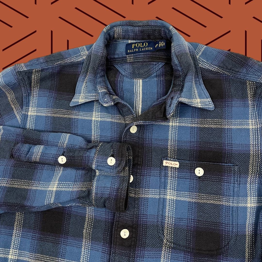 Polo Ralph Lauren Polo Ralph Lauren Shirt Mens S Blue Shadow Plaid Midweight Workwear Flannel L/S Size US S / EU 44-46 / 1 - 1 Thumbnail