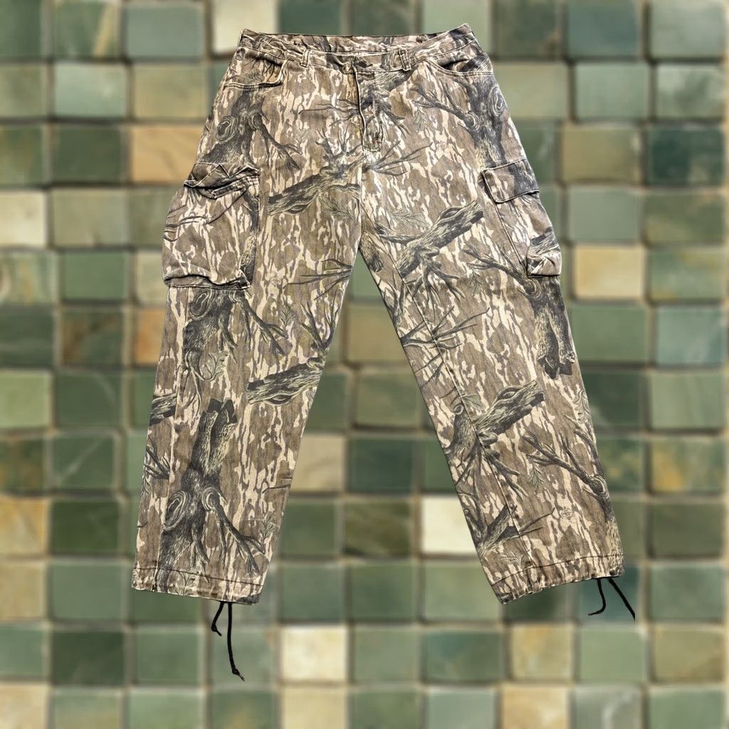 Bark VINTAGE Trebark USA Made Men’s L Tree Bark Camo Cargo Pants Brown Cargo Pocket Straight Leg 80s 90s Mens Size US 33 - 1 Thumbnail