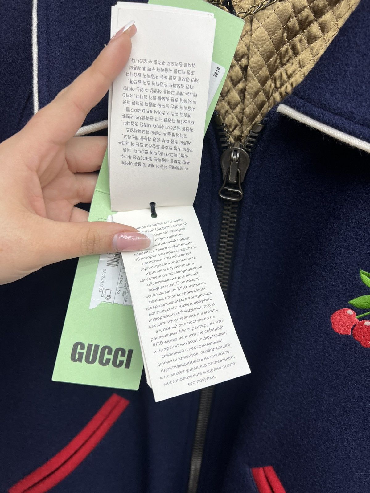 Gucci Gucci Cherry Navy Bomber Jacket Size US M / EU 48-50 / 2 - 16 Thumbnail