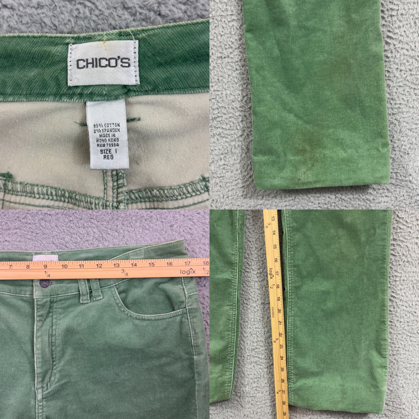 Vintage VINTAGE Chico's Pants Womens 1 Green Corduroy Straight Casual 34x28 Chino Stretch Boyfriend Fit Womens Size 25" / US 0 / IT 36 - 8 Thumbnail