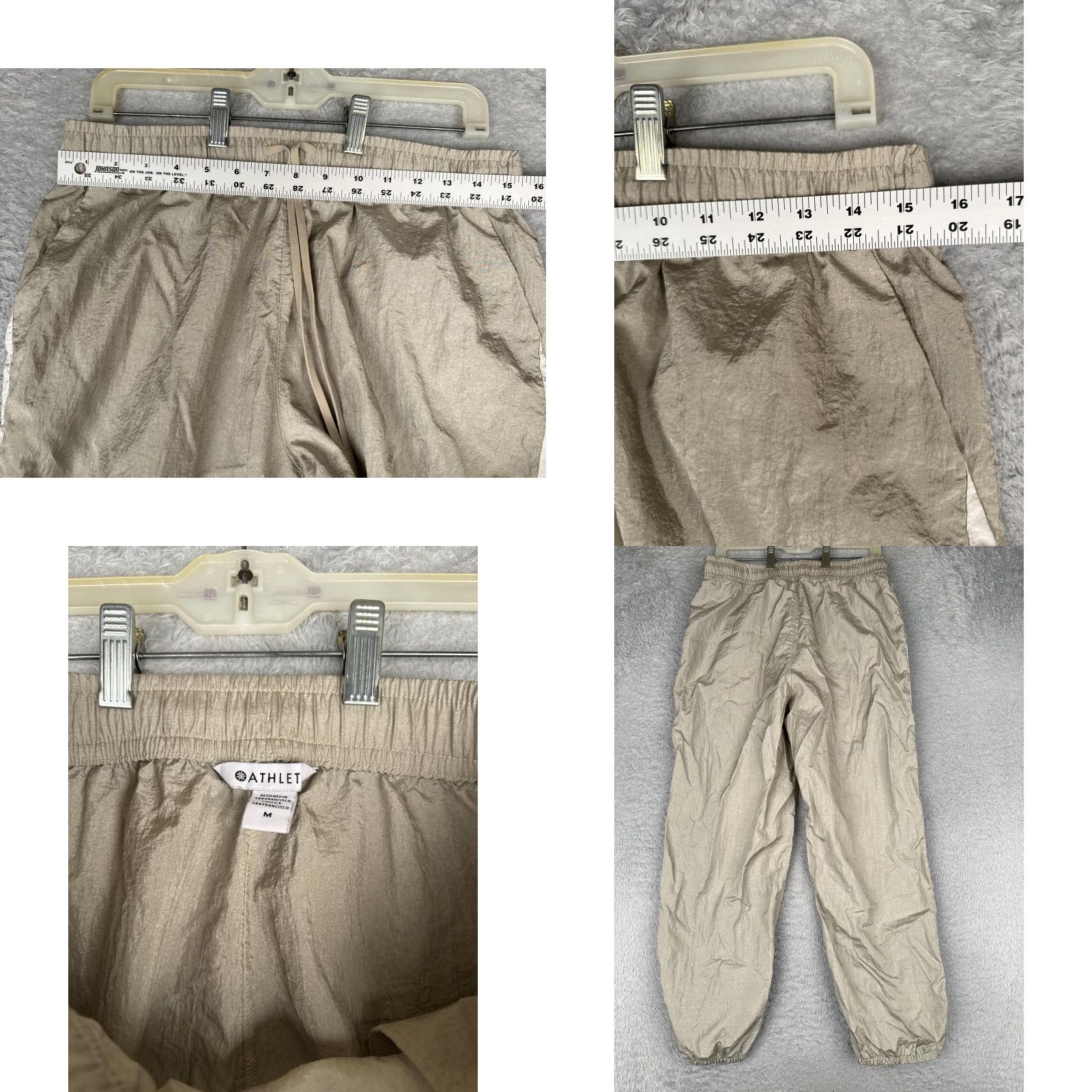 Athleta Athleta Womens Medium Beige Track Pants with Side Stripe Nylon Elastic Waist Joggers Size 32" / US 10 / IT 46 - 8 Thumbnail