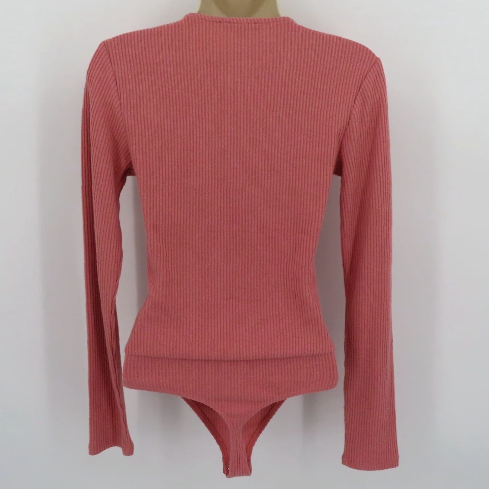 Express Express Women Small Pink Ribbed V Neck Wrap Long Sleeve Bodysuit One Piece NEW Size S / US 4 / IT 40 - 5 Thumbnail