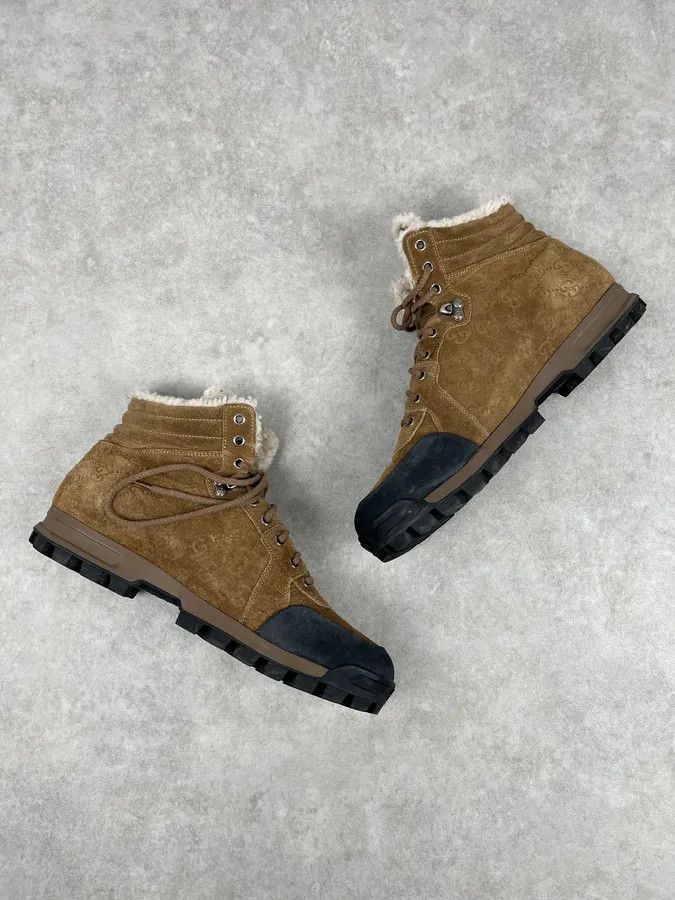 Gucci 2000s Gucci Brown Nebraska Monogram Hiking Boots Size US 11 / EU 44 - 5 Thumbnail